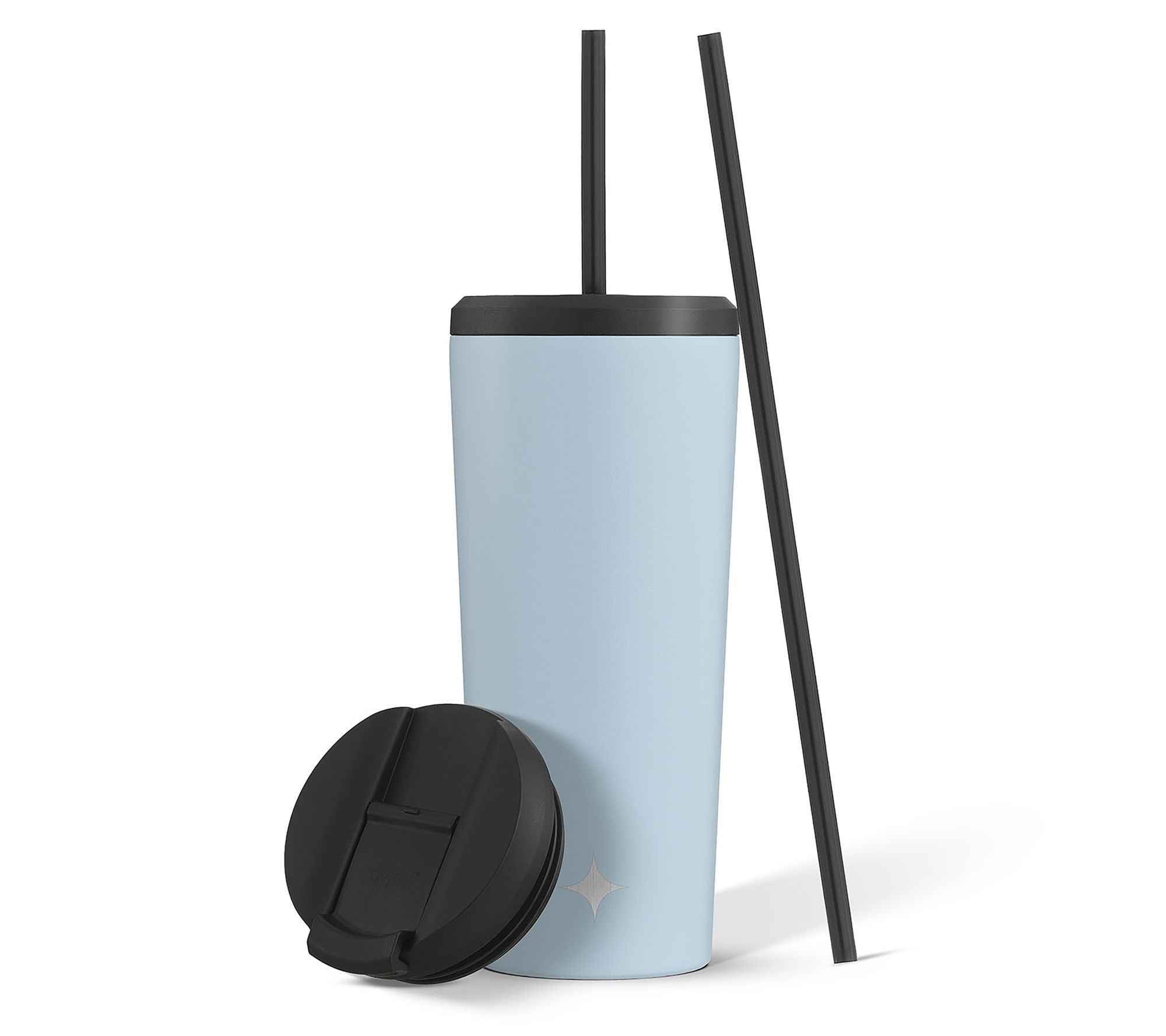 JoyJolt 20oz Insulated Tumbler w/added Flip Lid& Extra Straw