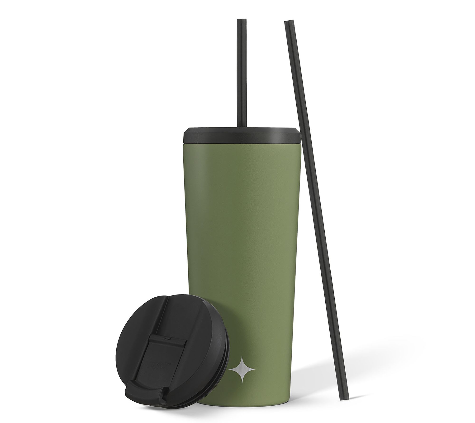 JoyJolt 20oz Insulated Tumbler w/added Flip Lid& Extra Straw