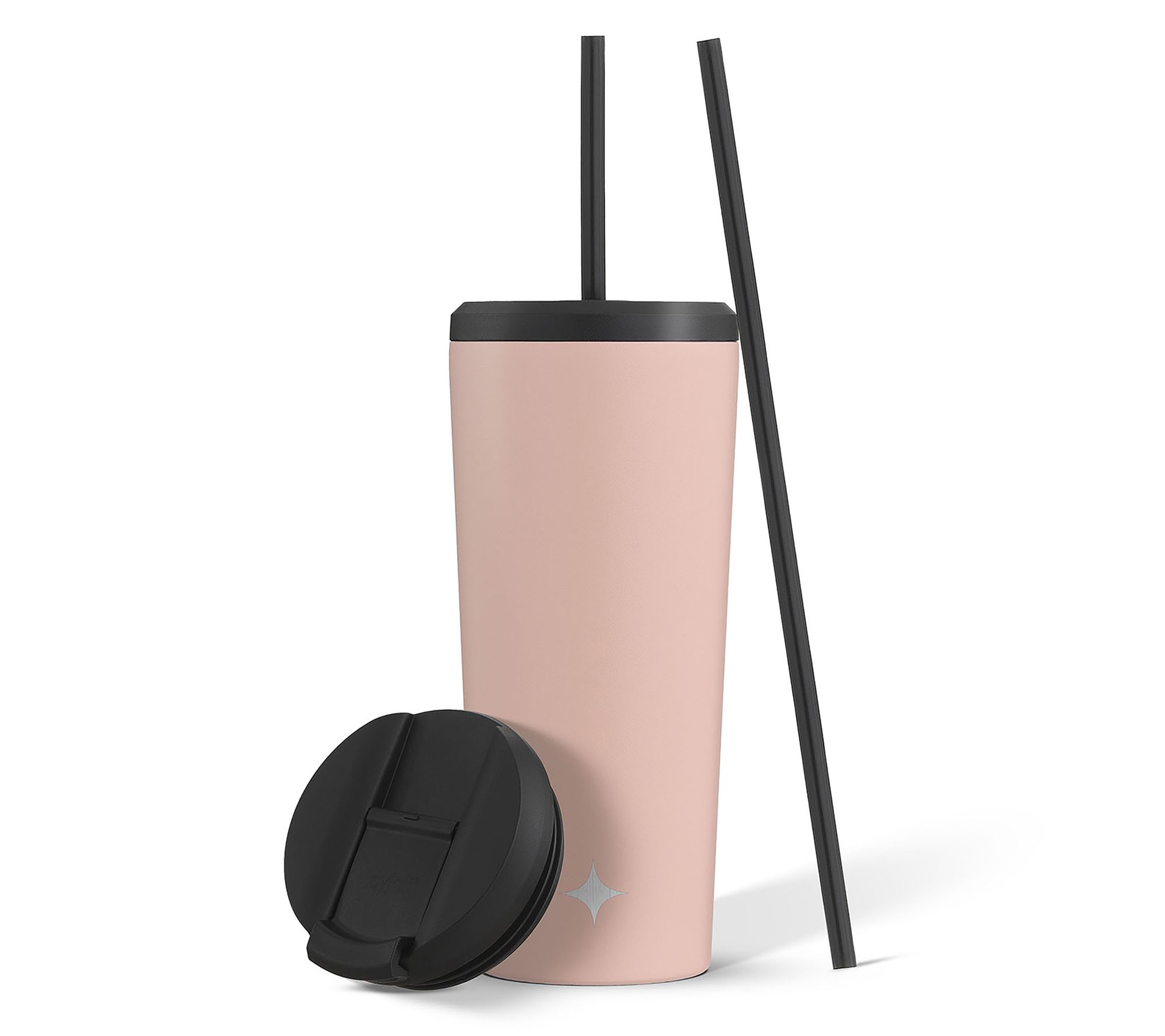 JoyJolt 20oz Insulated Tumbler w/added Flip Lid& Extra Straw