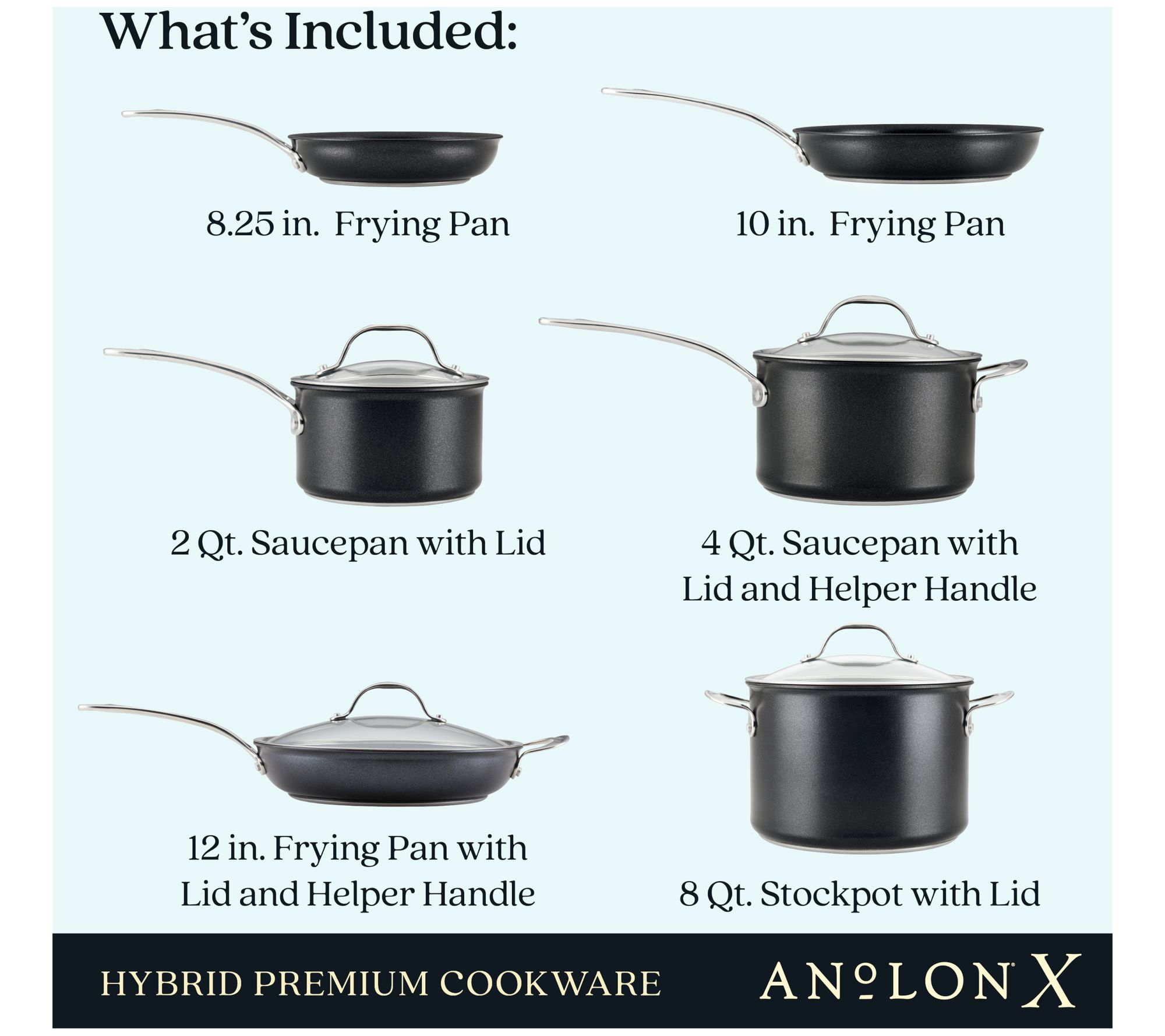 Anolon X Hybrid Nonstick Aluminum 10pc CookwareSet - QVC.com