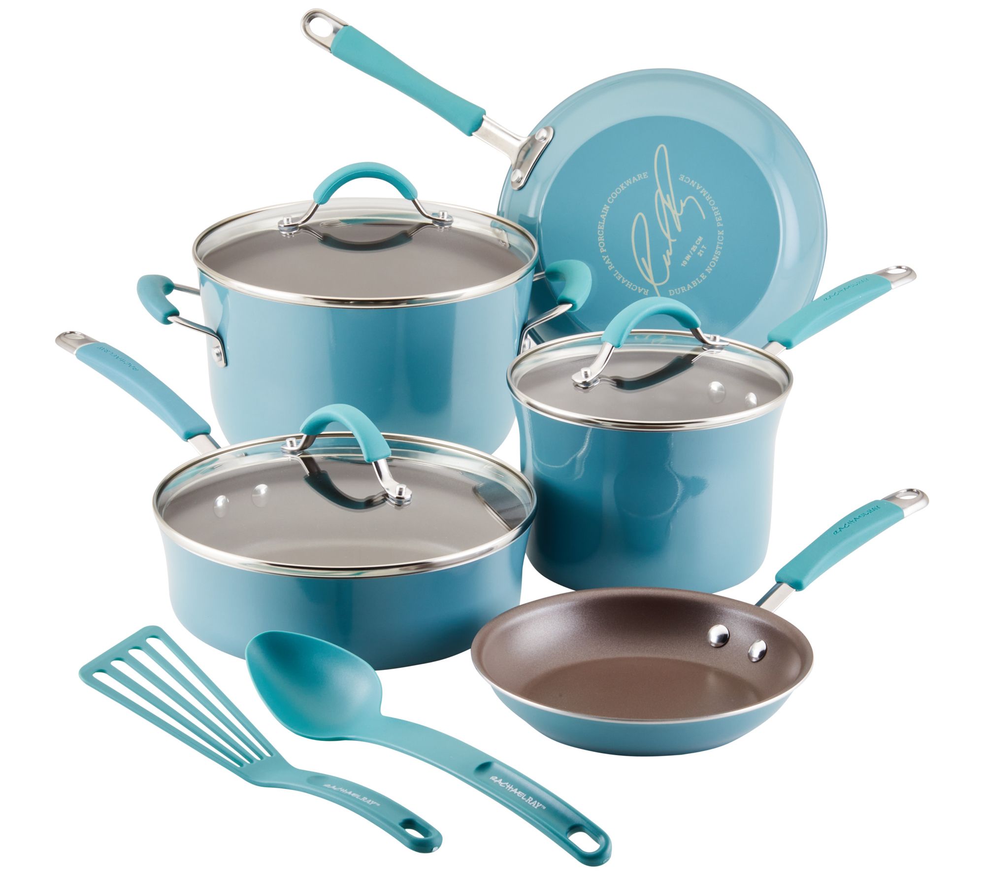 Rachael Ray Cucina Cookware & Measuring Set, 14pc, Blue 