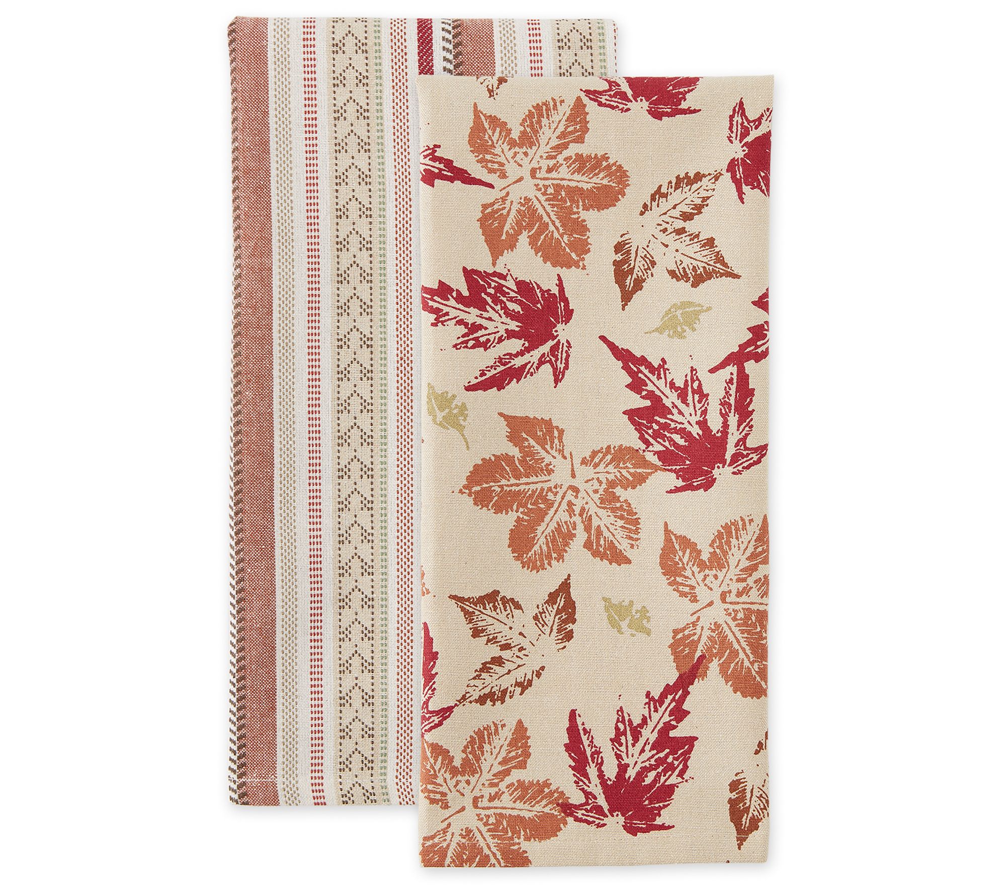 Design Imports Set of 2 Rustic Leaves Kitchen Towels