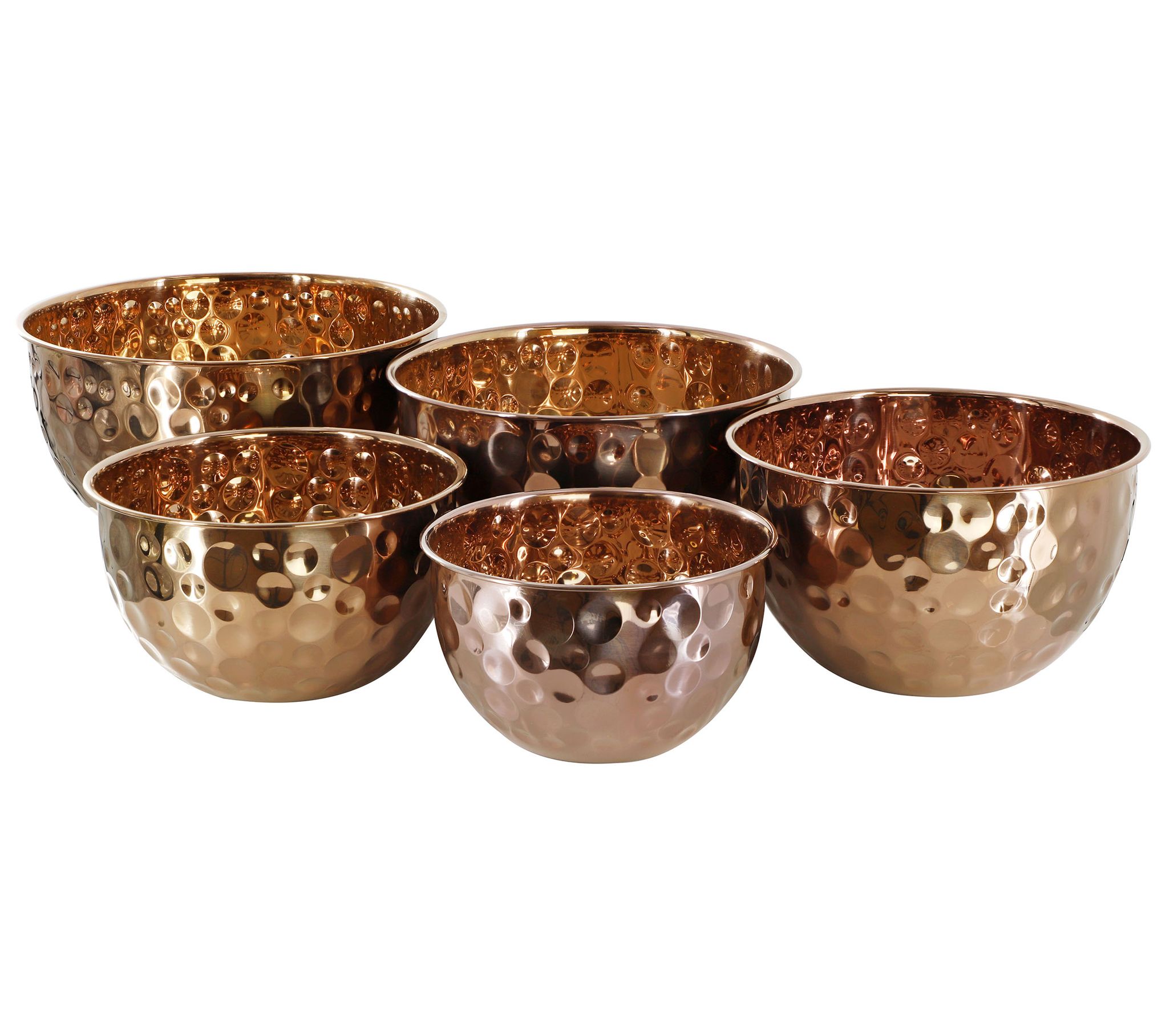 MegaChef Hammered Texture 5Pc Metal Serving Bowl Set