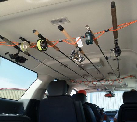 Car Fishing Rod Holder Multipurpose Car Ceiling Storage Net