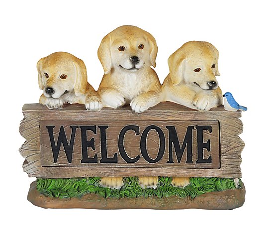 Exhart Solar Three Labradors Welcome Sign