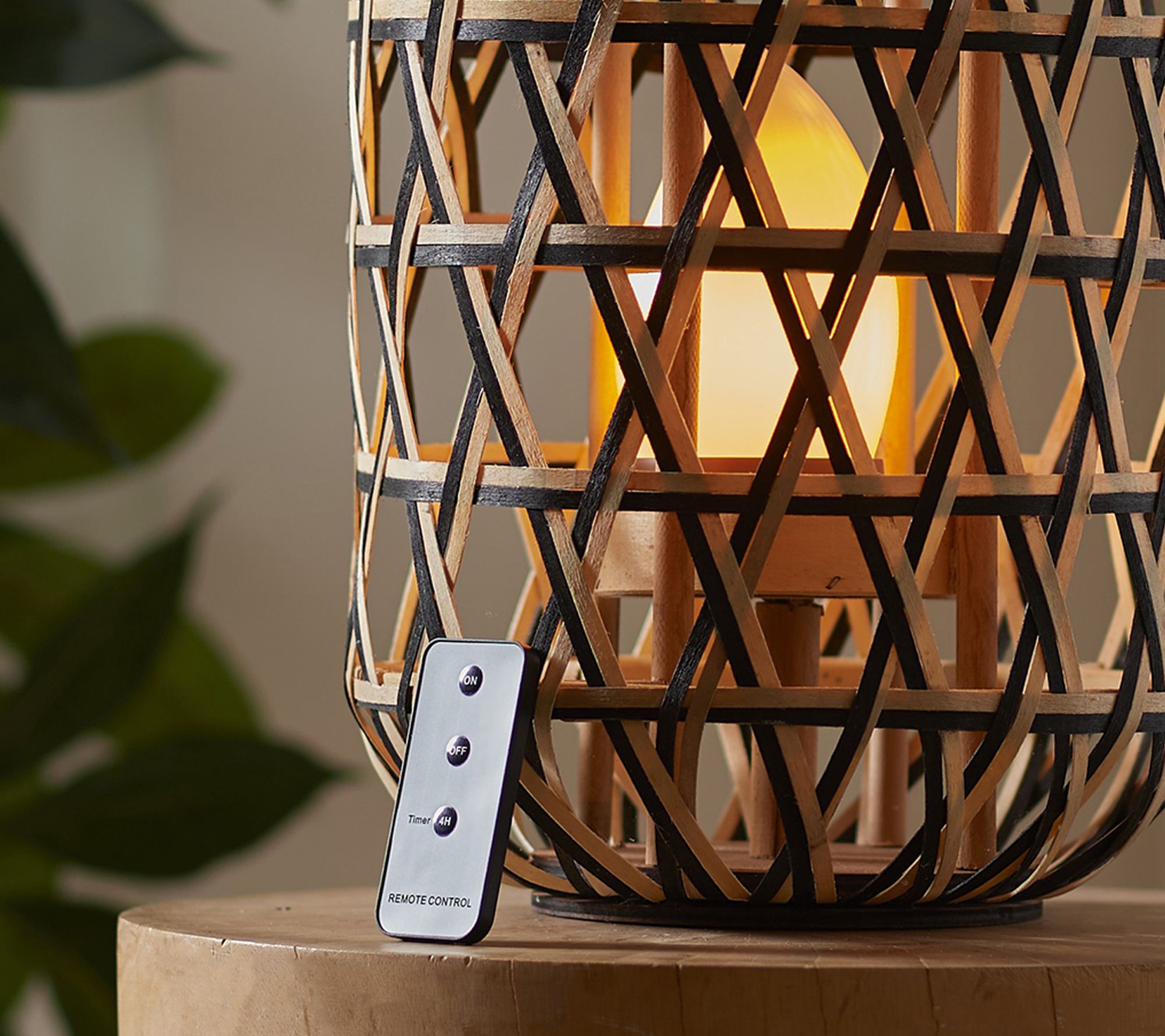 "As Is" Barbara King 17" Two Tone Wicker Lantern w/ Tiki Flame