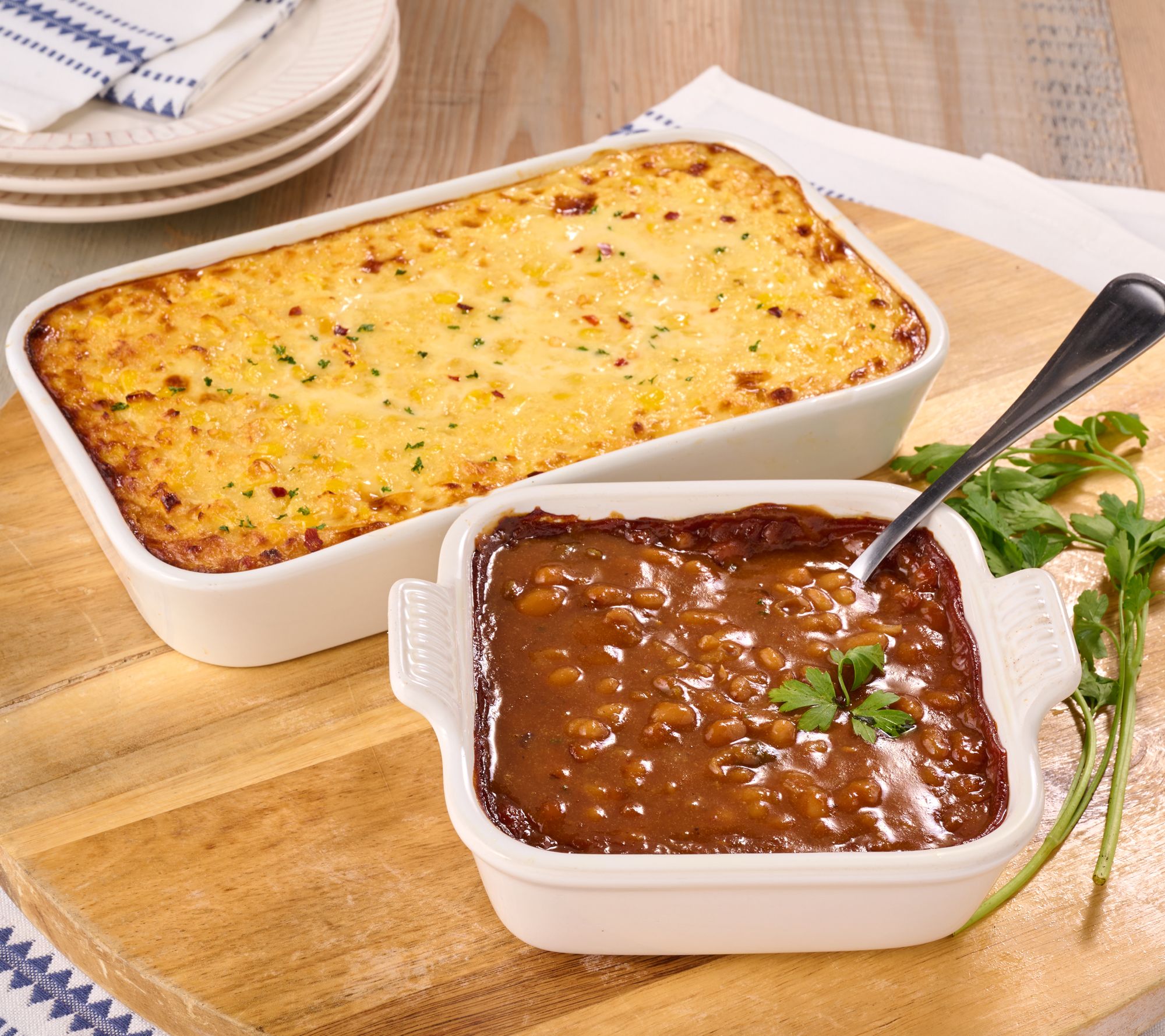 Corky's 2 lbs. Corn Souffle and 2 lbs. BBQ Baked Beans