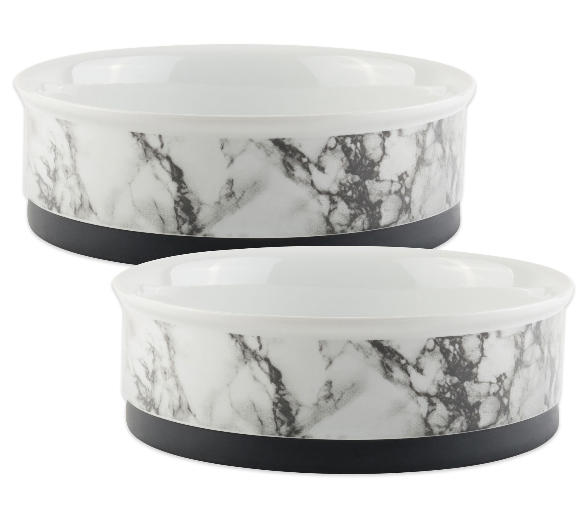 Bone Dry 2 Large White Marble Pet Bowl Set