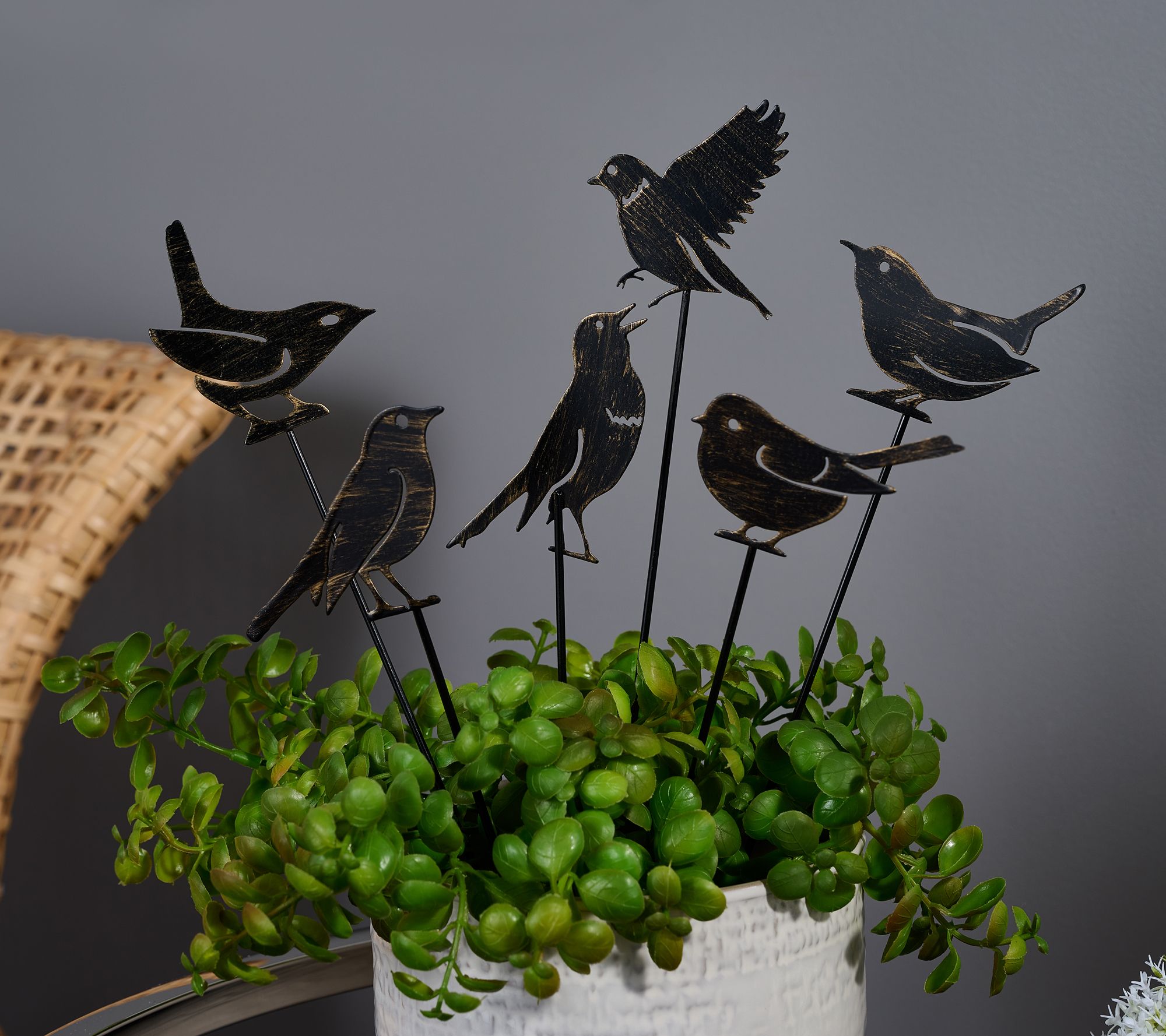 "As Is" Garden Reflections Set of 6 Birds Decorative Plant Picks