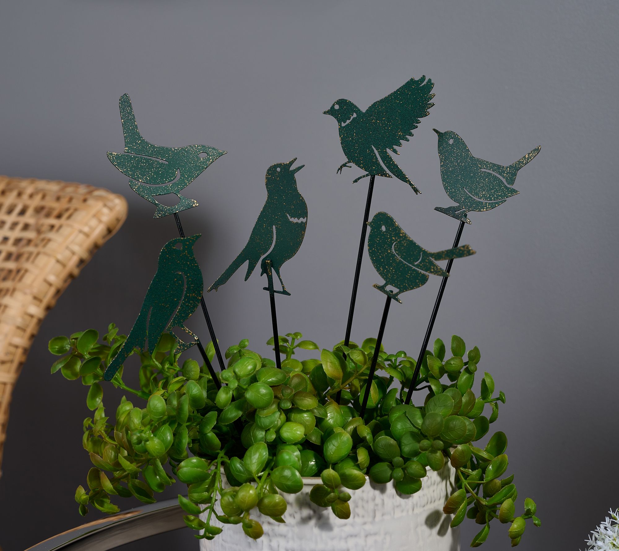 "As Is" Garden Reflections Set of 6 Birds Decorative Plant Picks