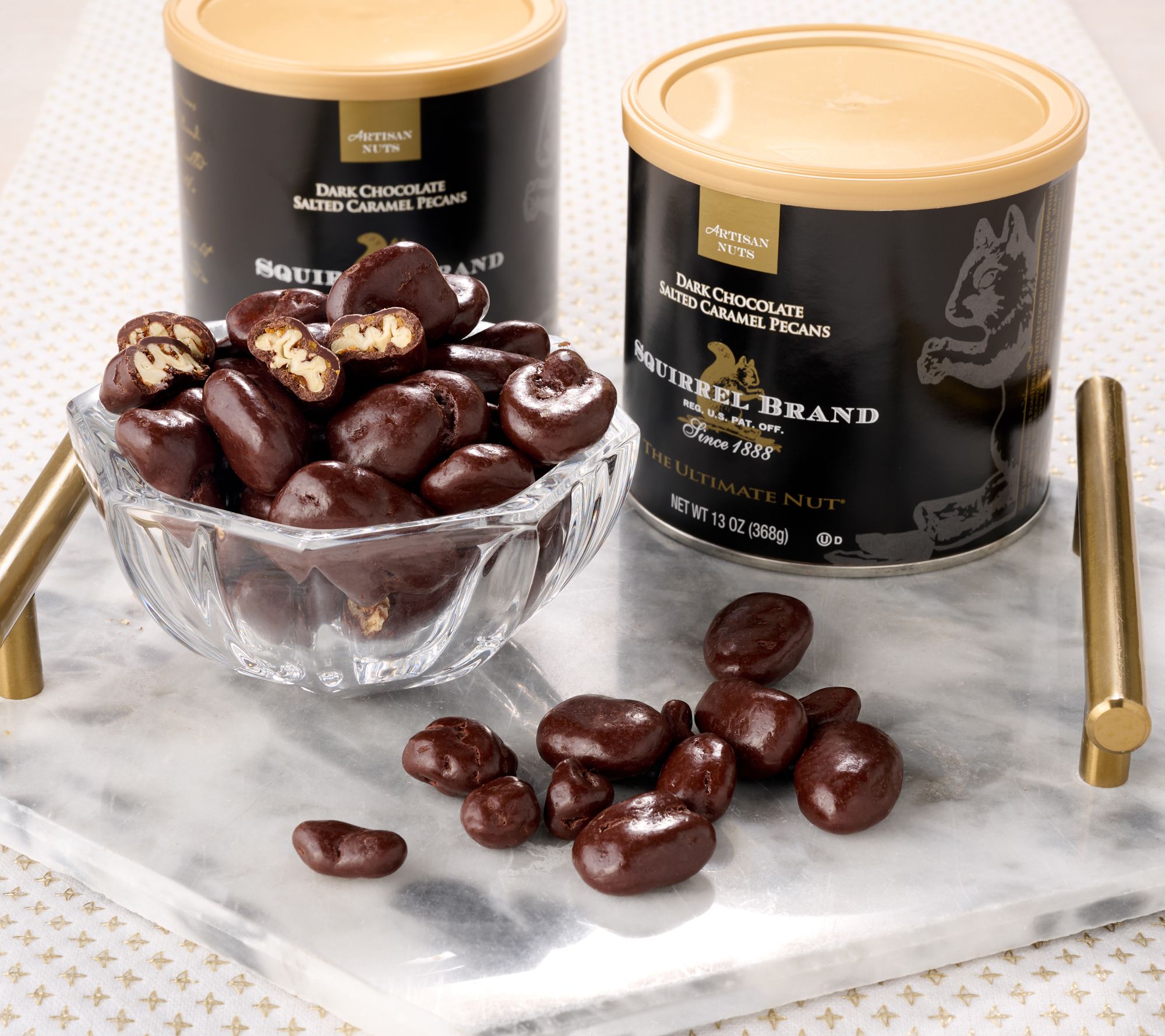 Squirrel Brand (2) 13-oz Dark Chocolate Salted Caramel Pecans