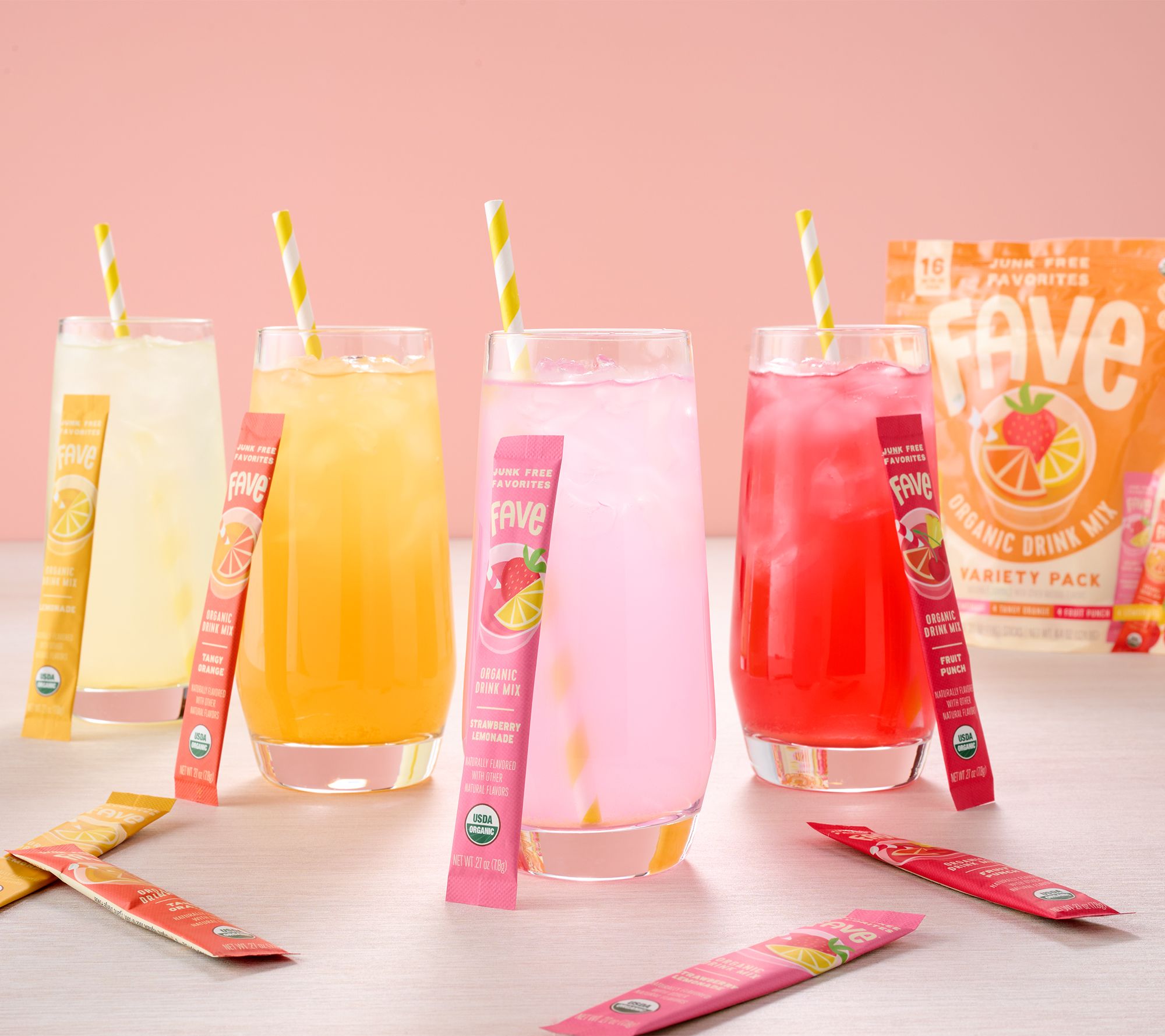 Fave (16) Single Serve Organic Fruit Drink Mix