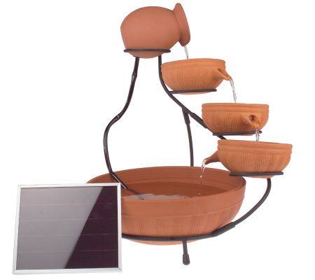 Smart Solar Terra Cotta Cascading Water Fountain Qvc Com
