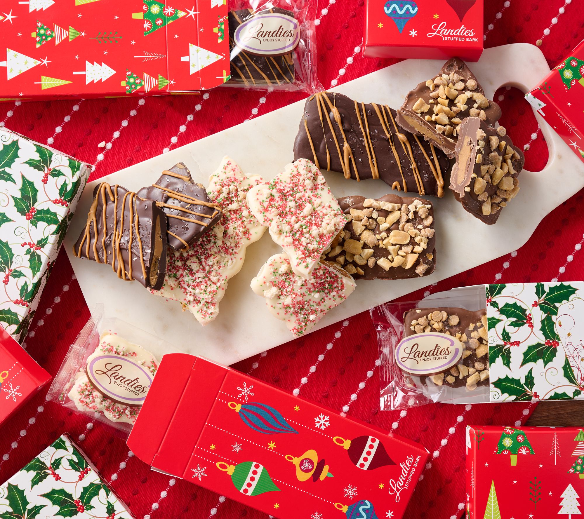 SH12/8 Landies Candies 9 Piece Holiday Stuffed Bark with Boxes