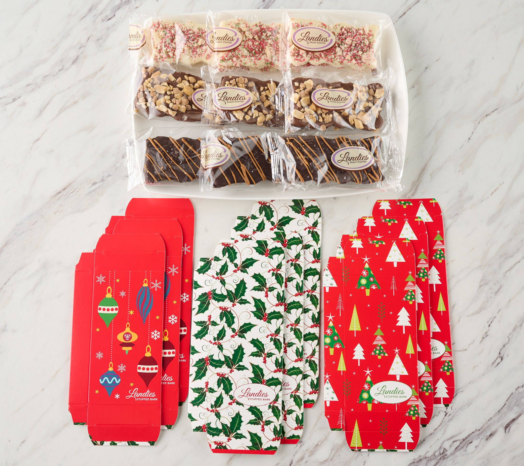 SH12/7 Landies Candies 9 Piece Holiday Stuffed Bark with Boxes