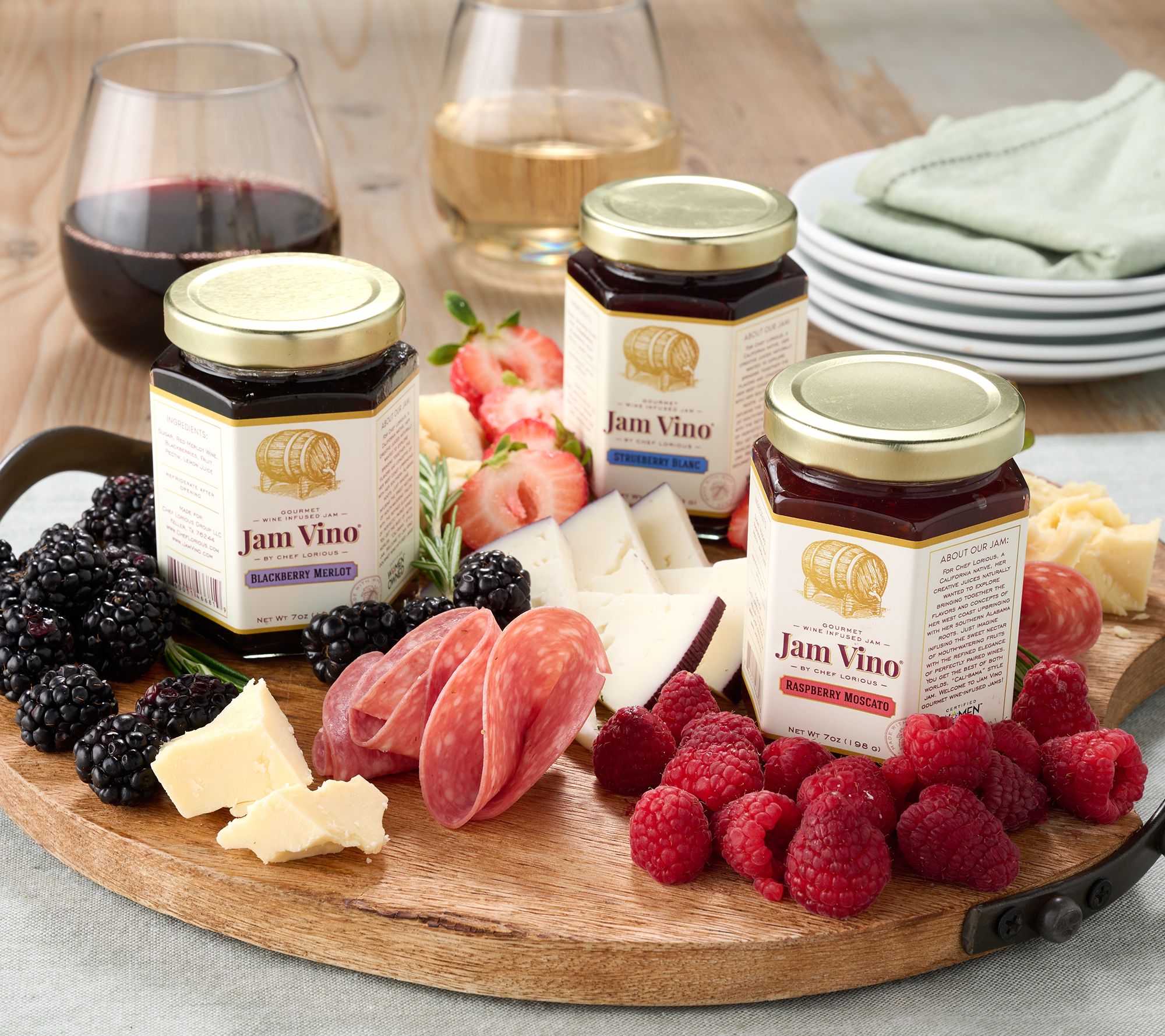 Jam Vino (3) 7-oz Wine Infused Jam Classic Combo 3 Sig. Flavors