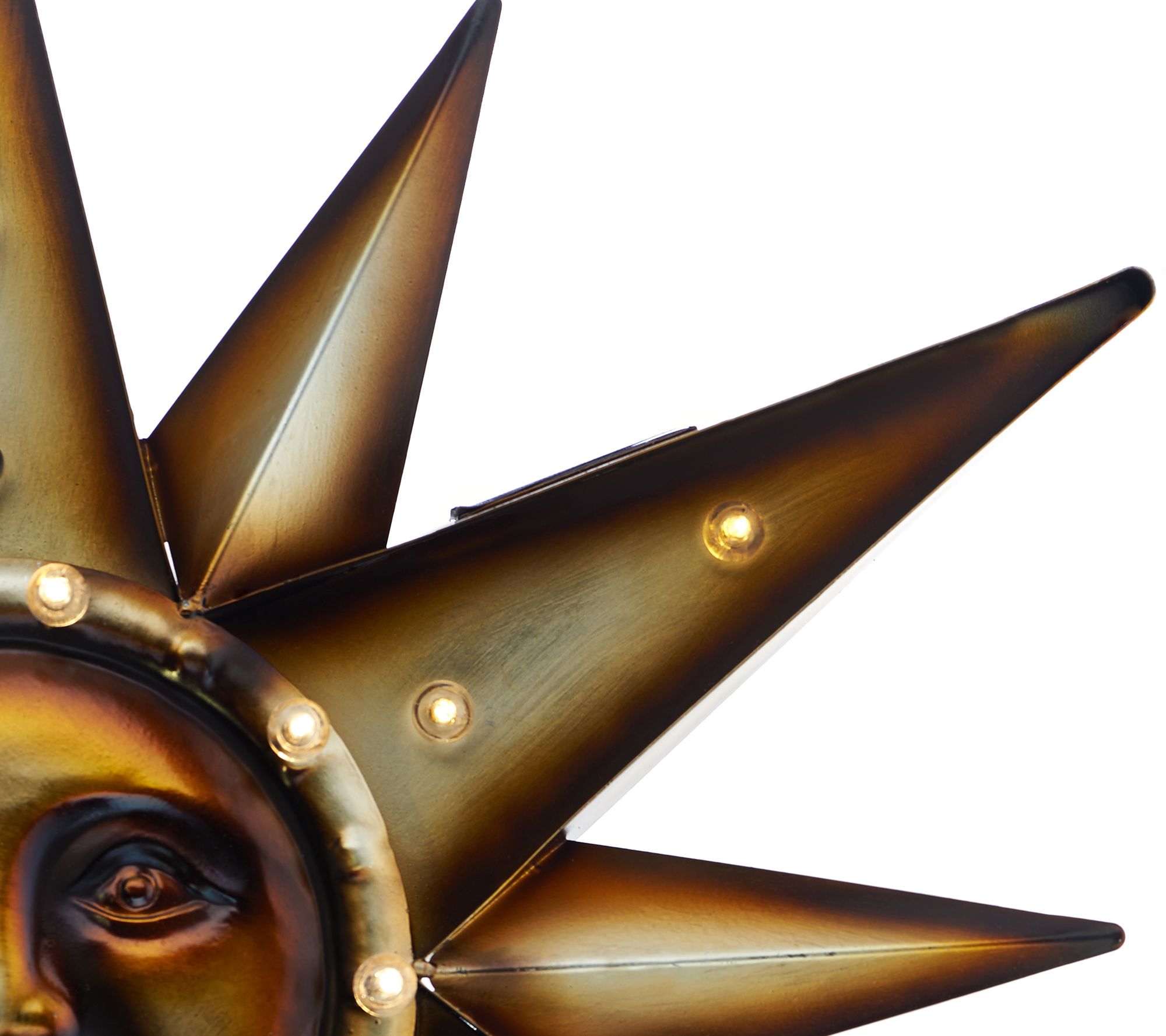 Metal Marquee Sun Wall Art with Solar LED Lights