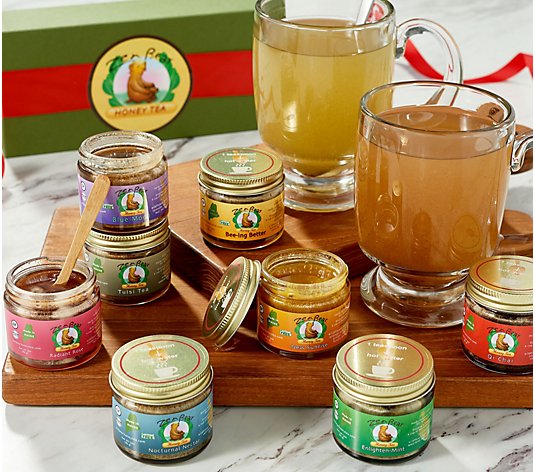Zen Bear Honey Teas (8) 3-oz Assorted Honey Tea Gift Box