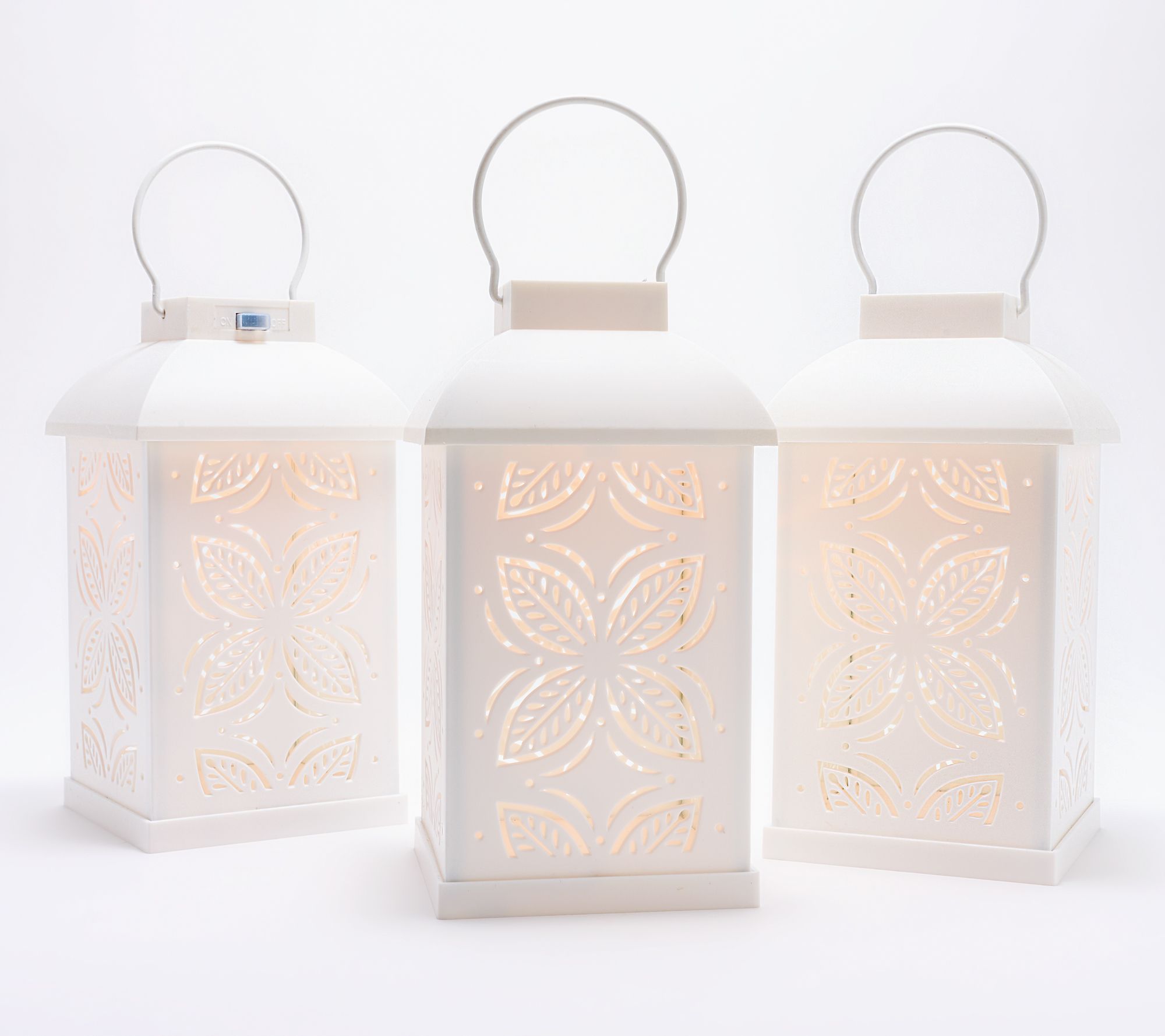 My Home Set of 3 Solar Lantern with Floral Cutout Design