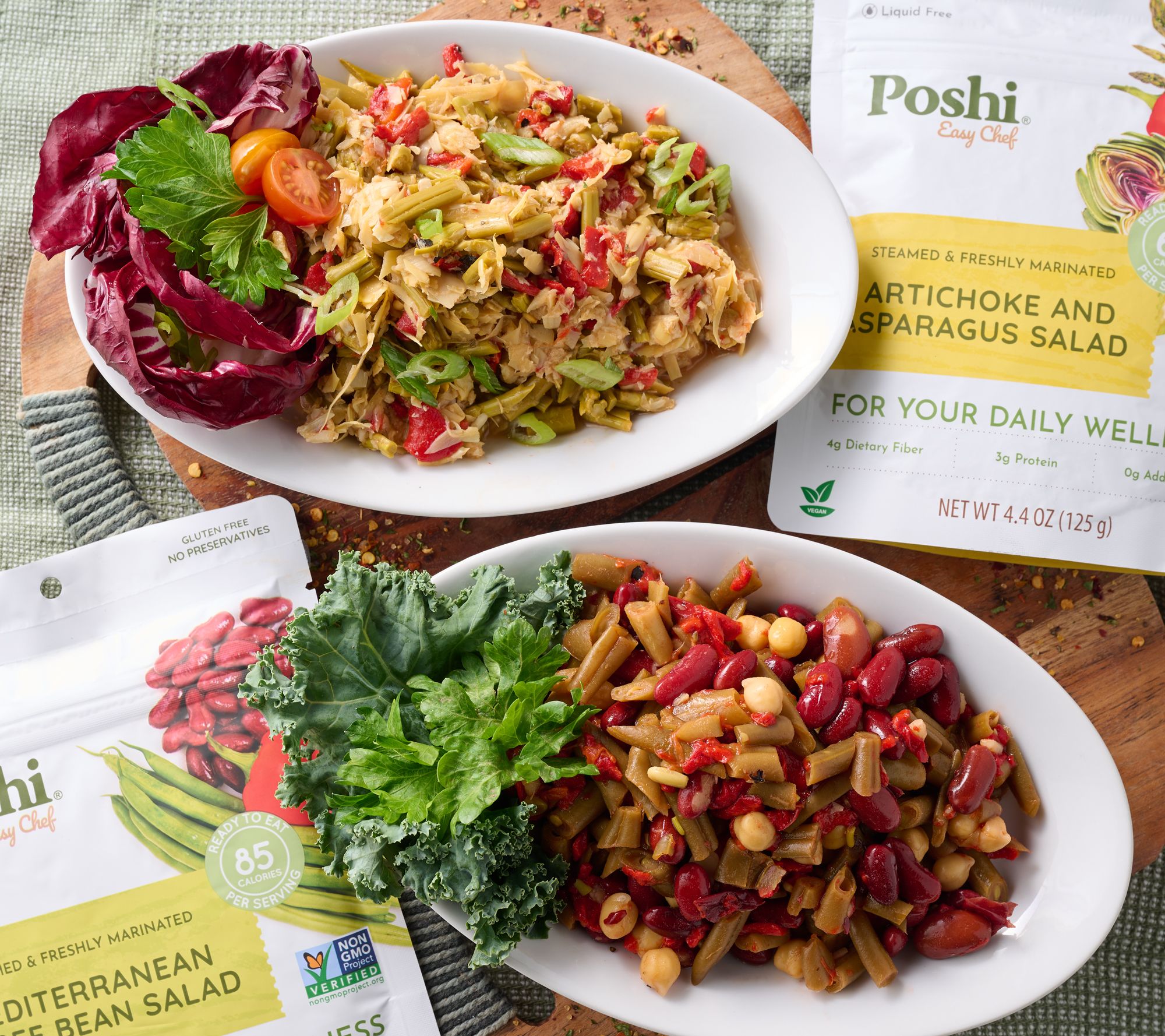Poshi Easy Chef (6) Bags Steamed & Marinated Bean & Veggie Salads