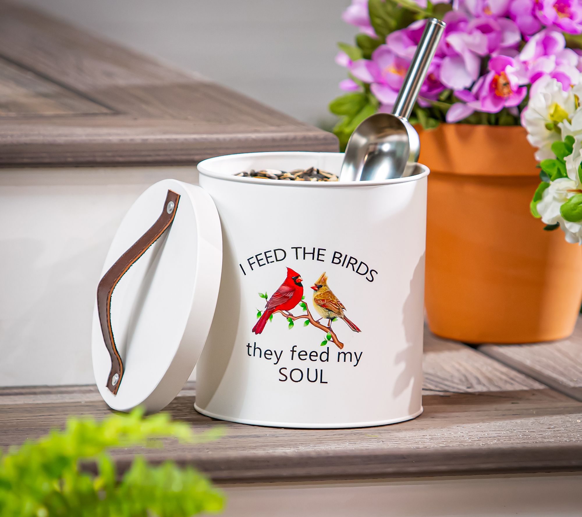 Plow & Hearth Metal Bird Seed Canister