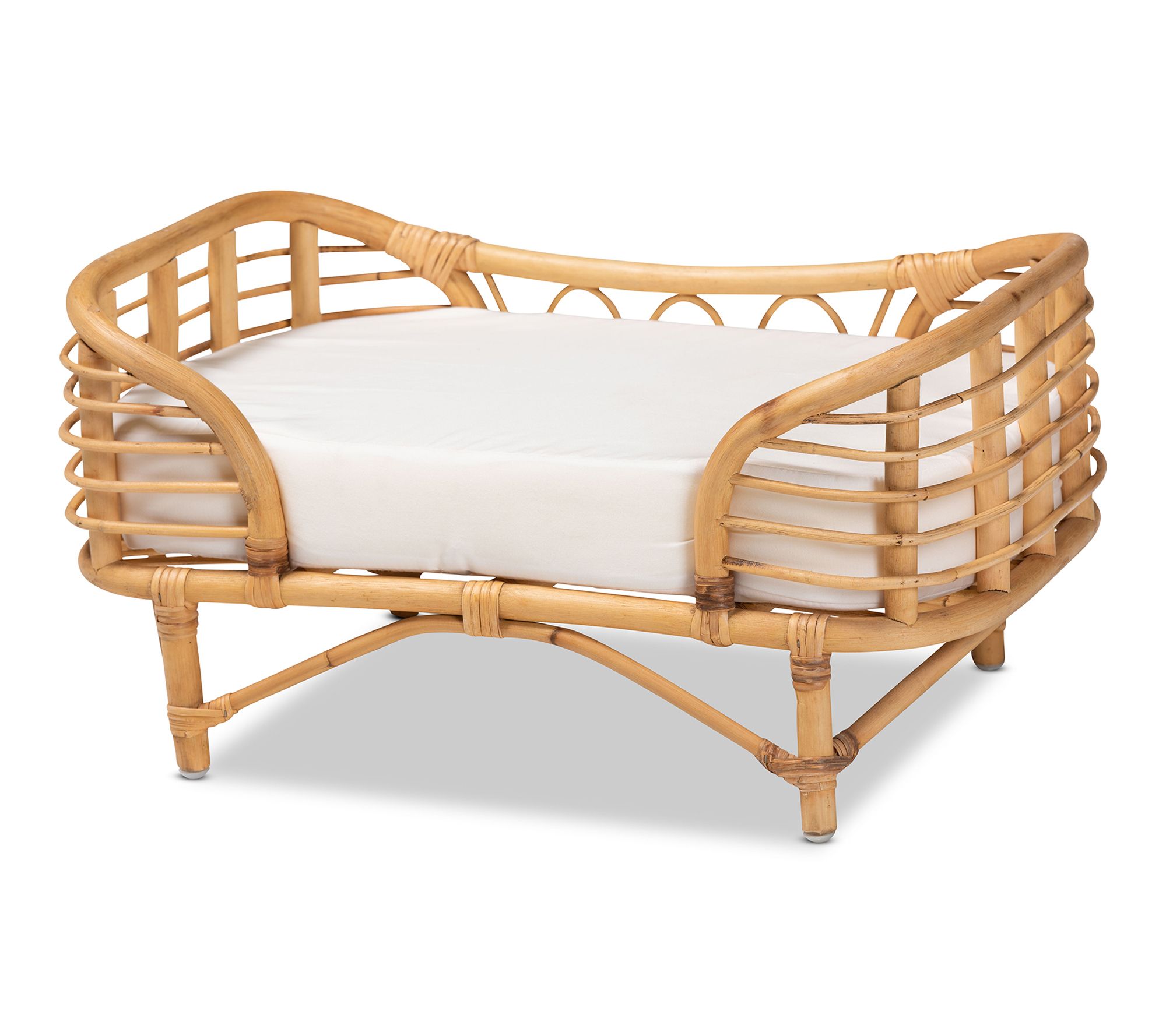 bali & pari Malino Natural Rattan Pet Bed withCushion