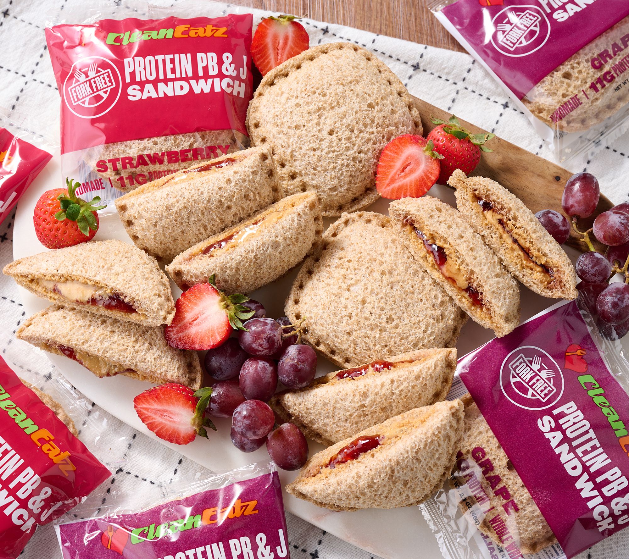 Clean Eatz (16) 2 oz Protein Peanut Butter & Jelly Sandwiches