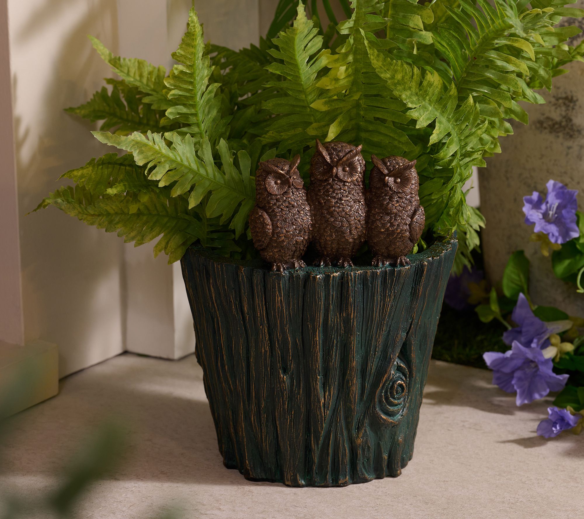 Girl Next Door Critter Pals 10" Diameter Faux Patina Fall Planter