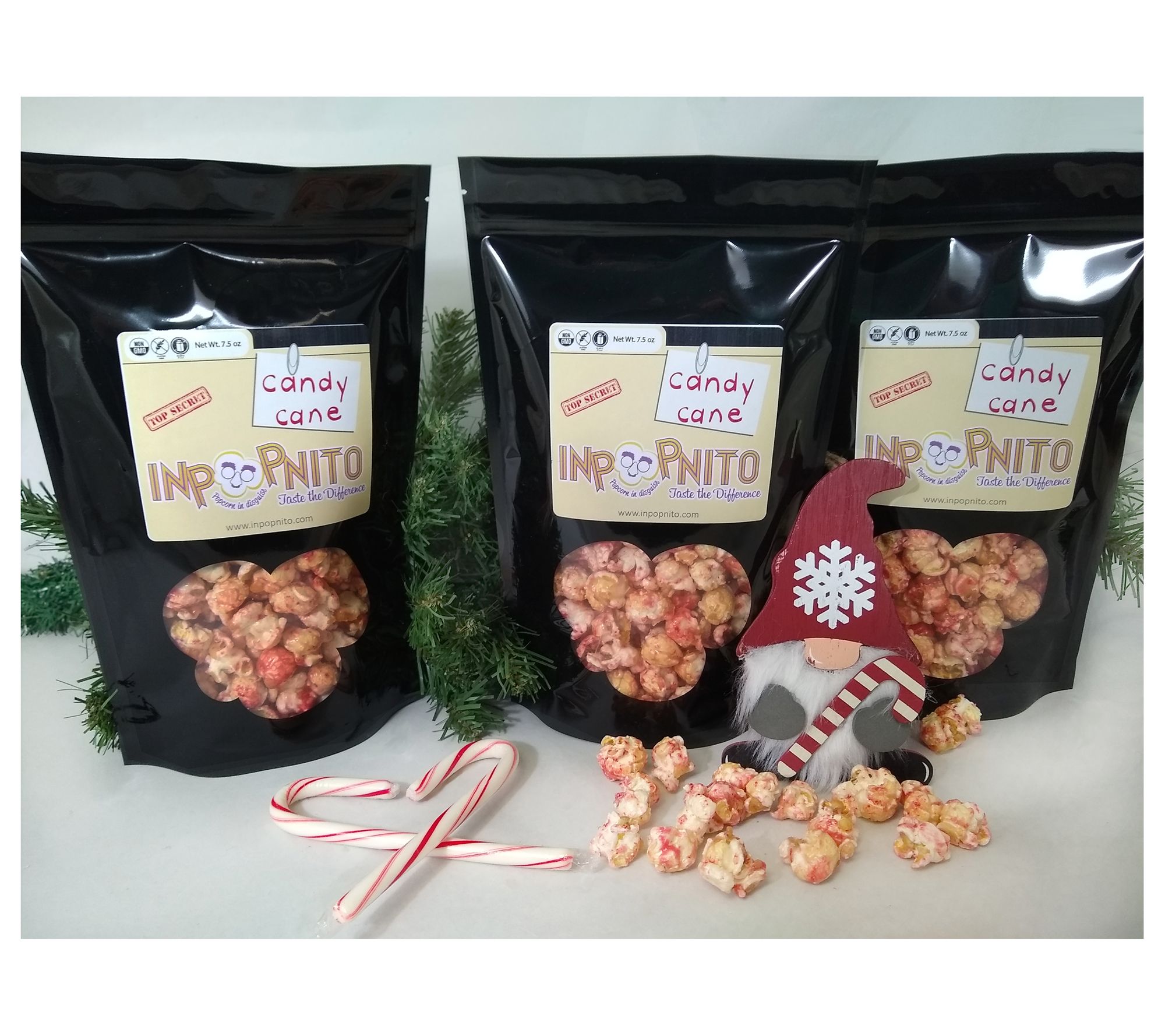 Inpopnito Three 7.5-oz Popcorn in Disguise Candy Cane