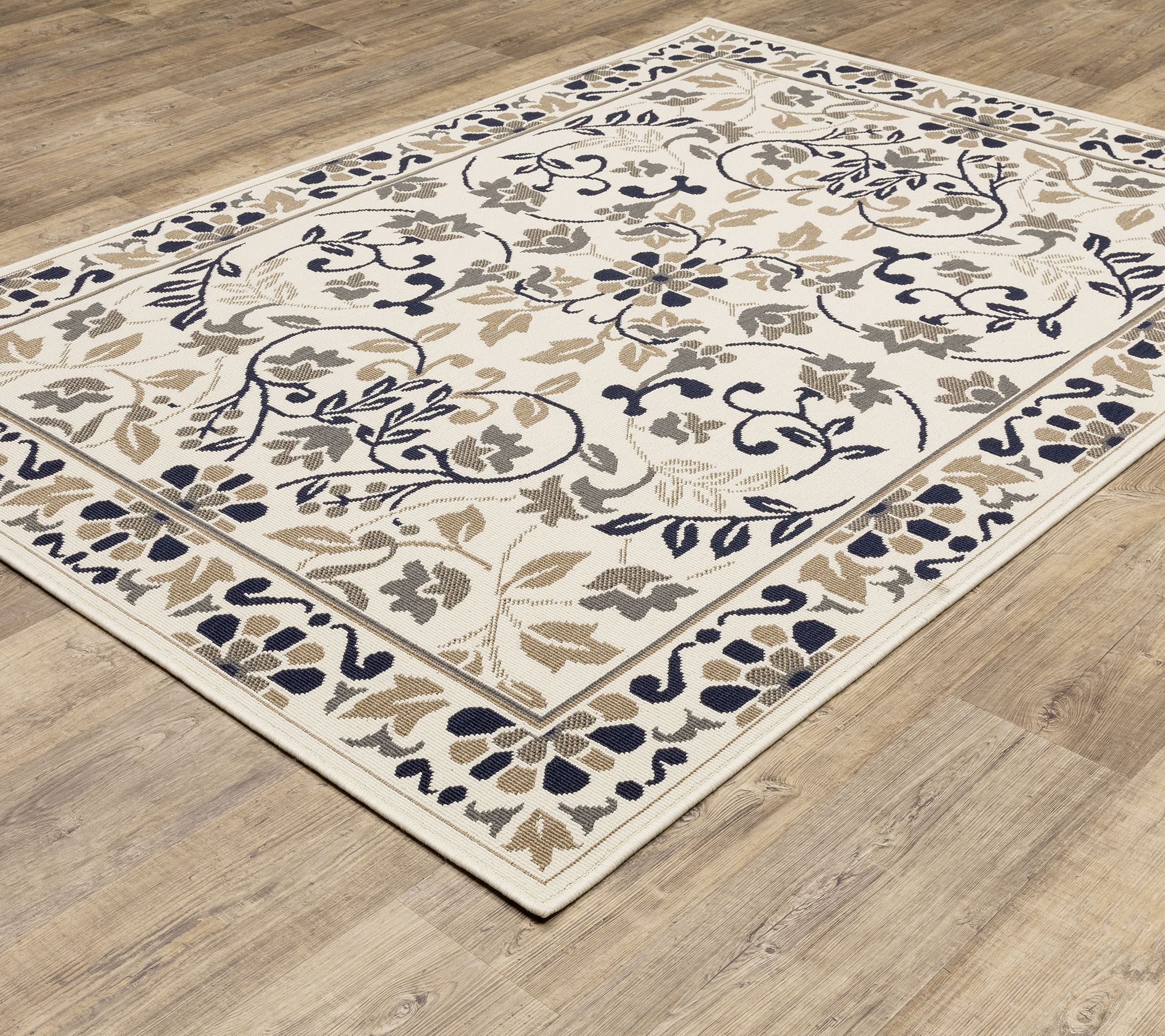 Veranda Living 77" Round Decorative Floral In/Outdoor Rug