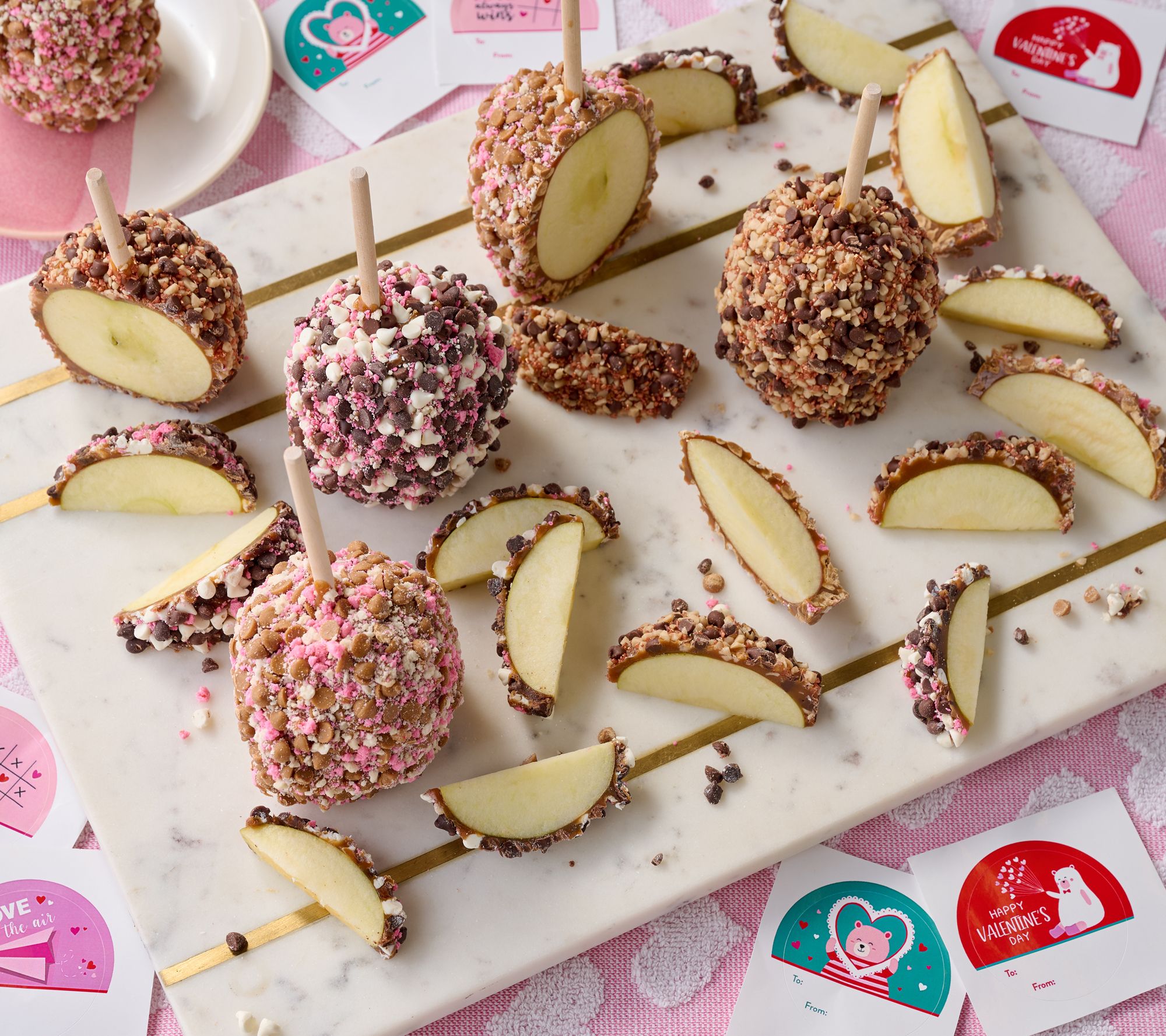 Mrs. Prindables 9pc Individual Valentines Day Pink Lady Caramel Apples
