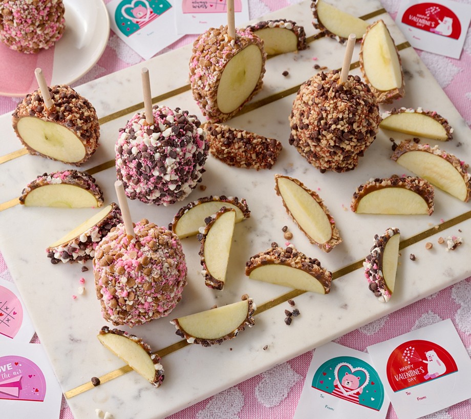 Mrs. Prindables 9pc Individual Valentines Day Pink Lady Caramel Apples
