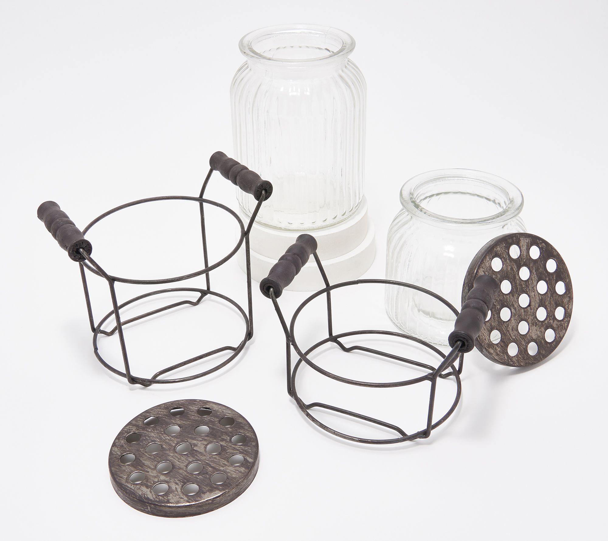 Ultimate Innovations Glass Flower Vases with Metal Frog Lids