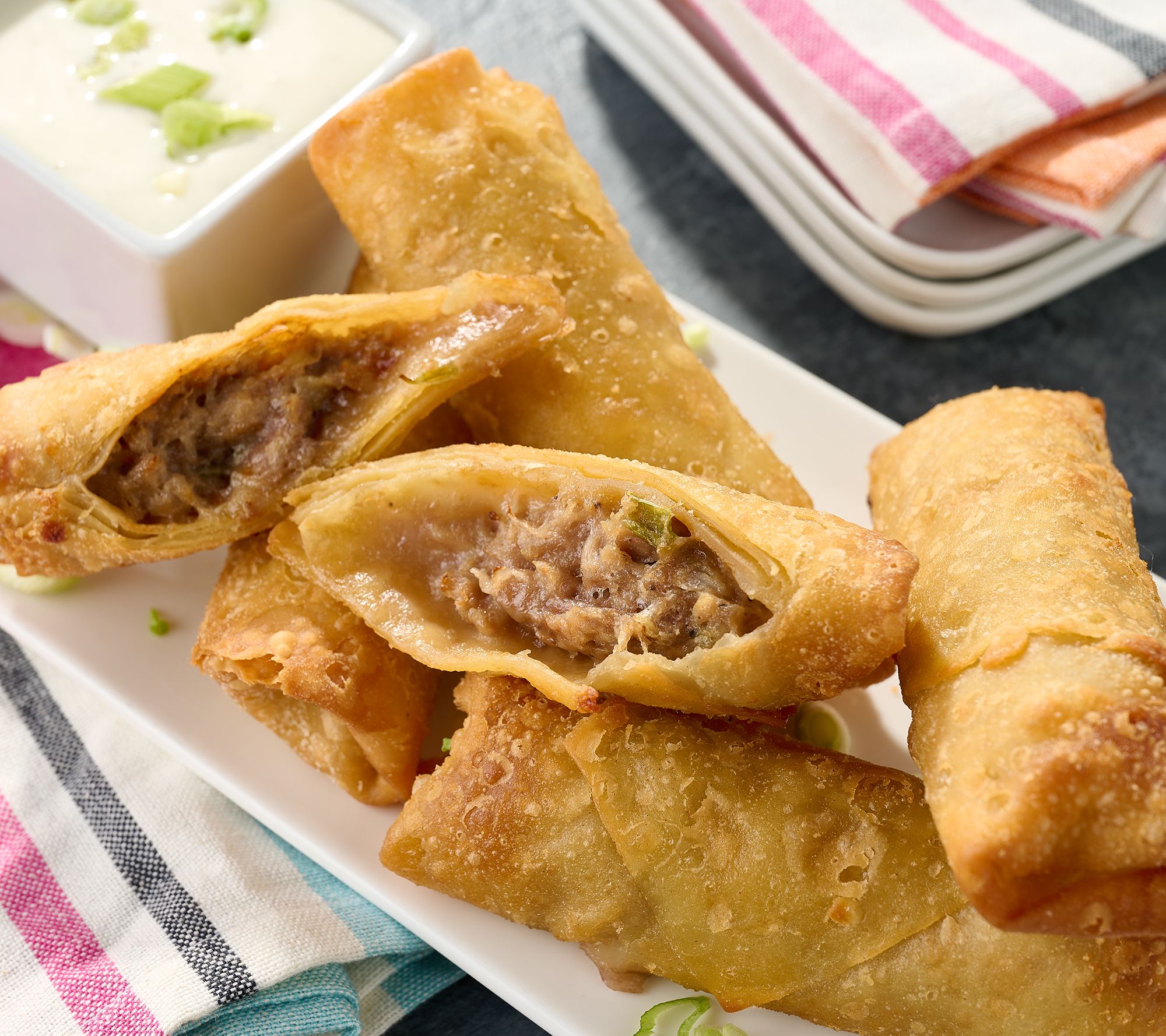 Falkor Fusion (15) 3-oz Shrimp, Veggie or Cheesesteak Eggrolls