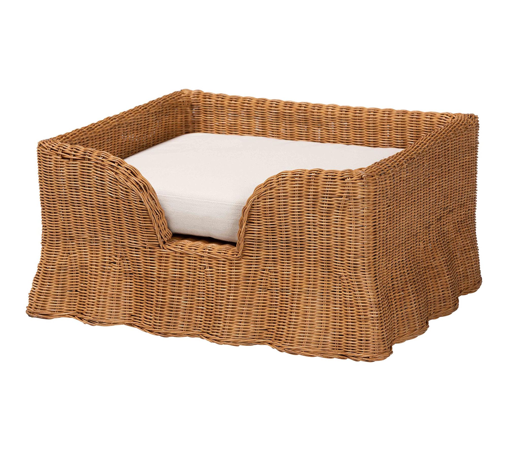 bali & pari Belita 30.2" W Natural Rattan Pet Bed with Cushion