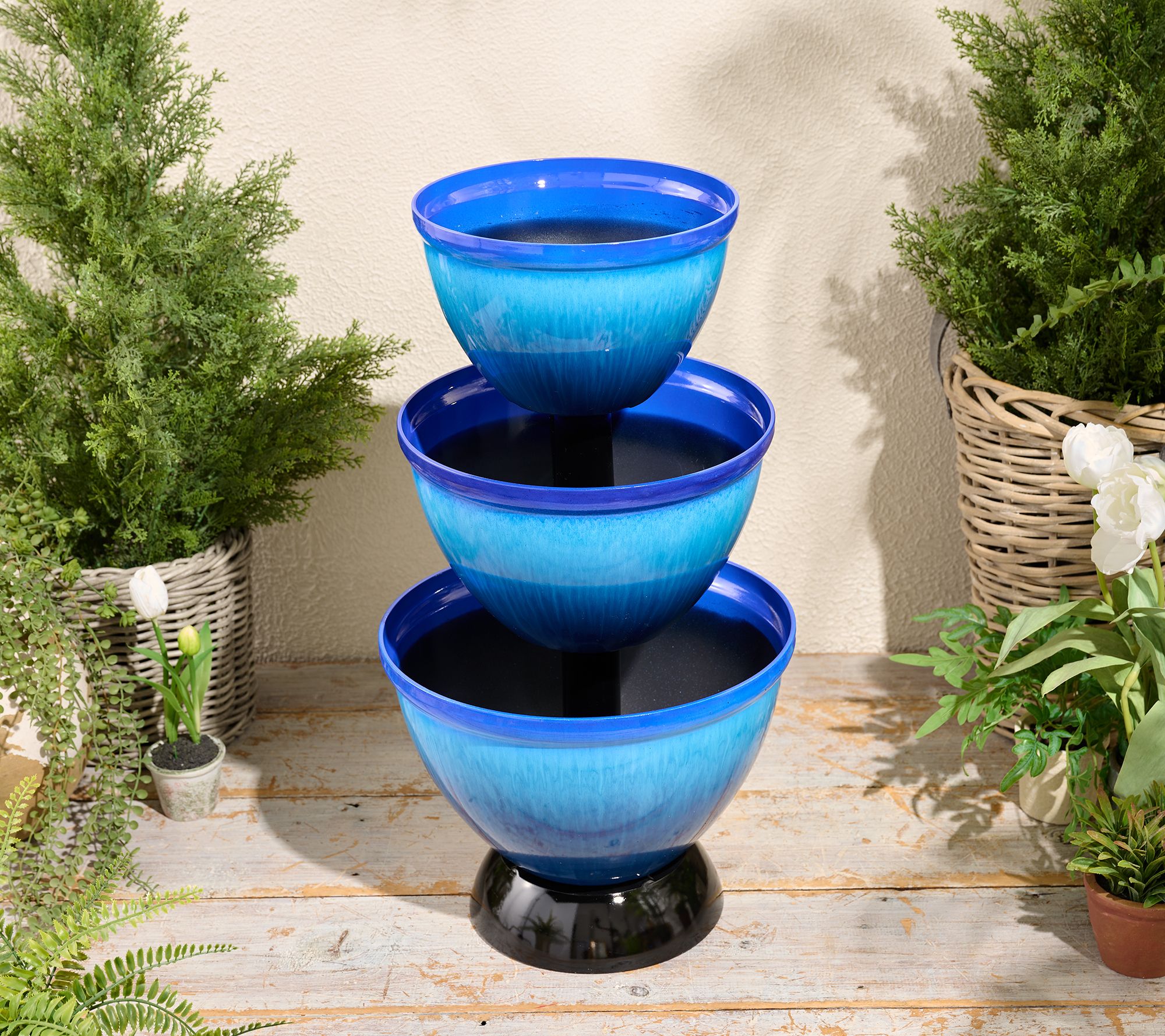 Jennings Faux Ceramic 3Tier Tower Planter