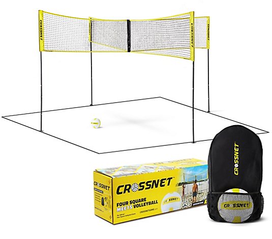 CROSSNET Four Square Volleyball Net Game Set with Carrying Bag