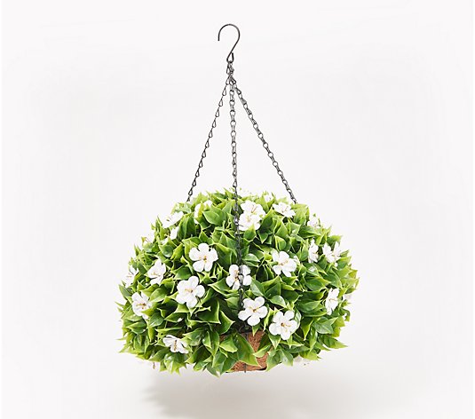 Wicker Park 17" Faux Floral Flower Blossom Indoor/Outdoor Hanging Basket