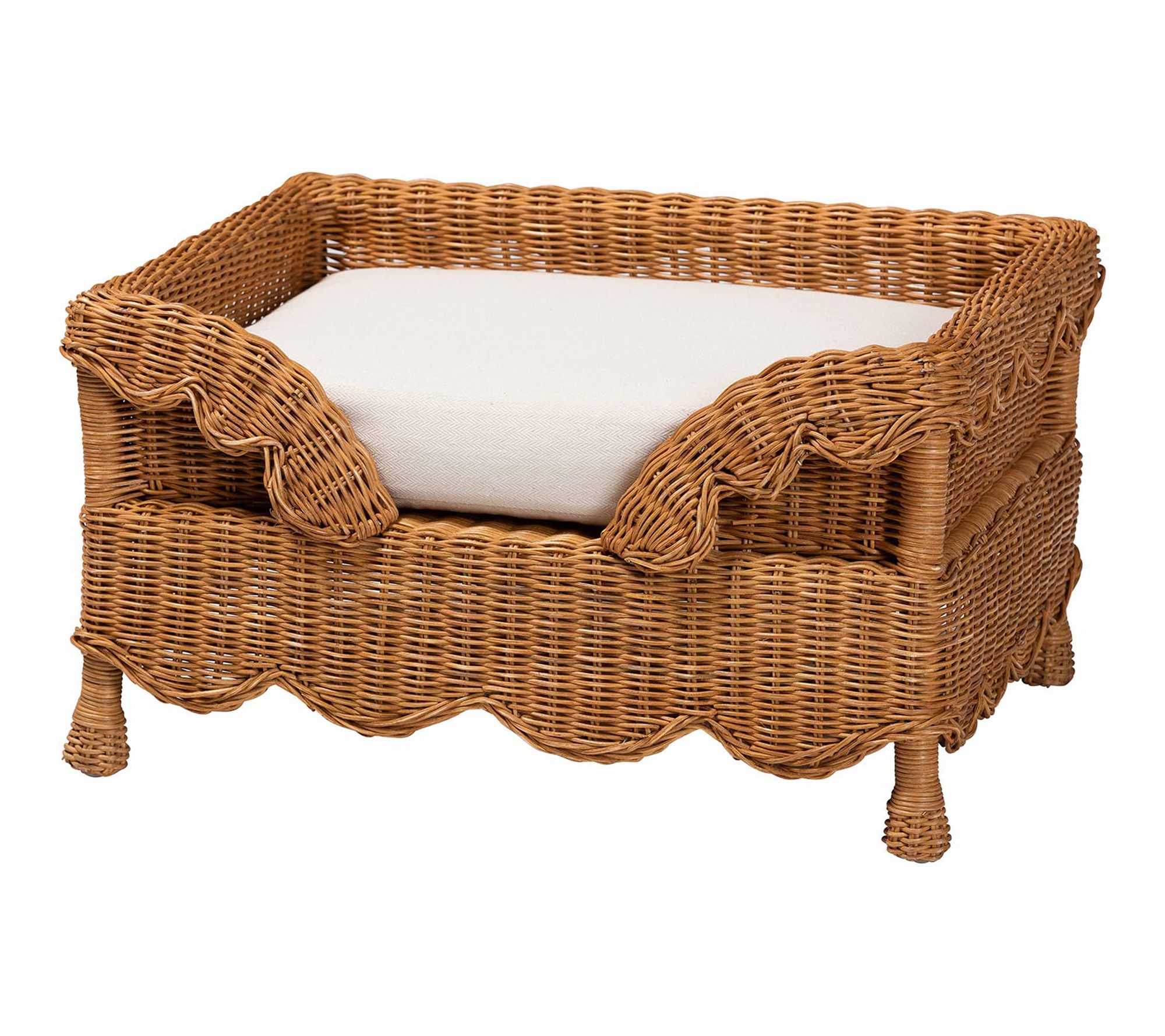 bali & pari Papina 25.6" W Natural Rattan Pet Bed with Cushion
