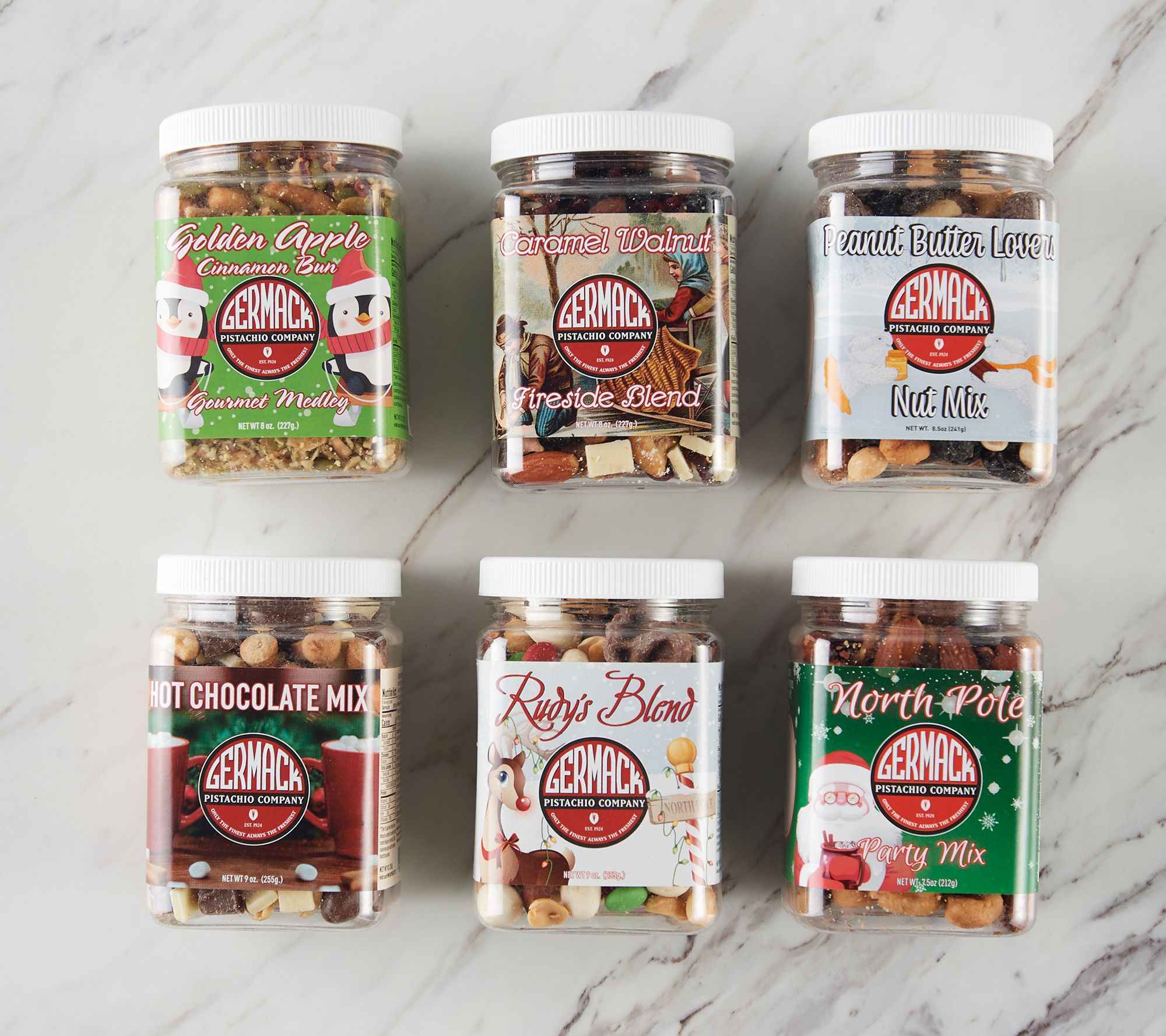 Germack Set of 6 Mini Jars Holiday Nut Mixes - QVC.com