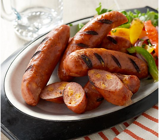 Corky's BBQ (8) 1-lb Packs Cheddar Filled Pork Sausages Auto-Delivery