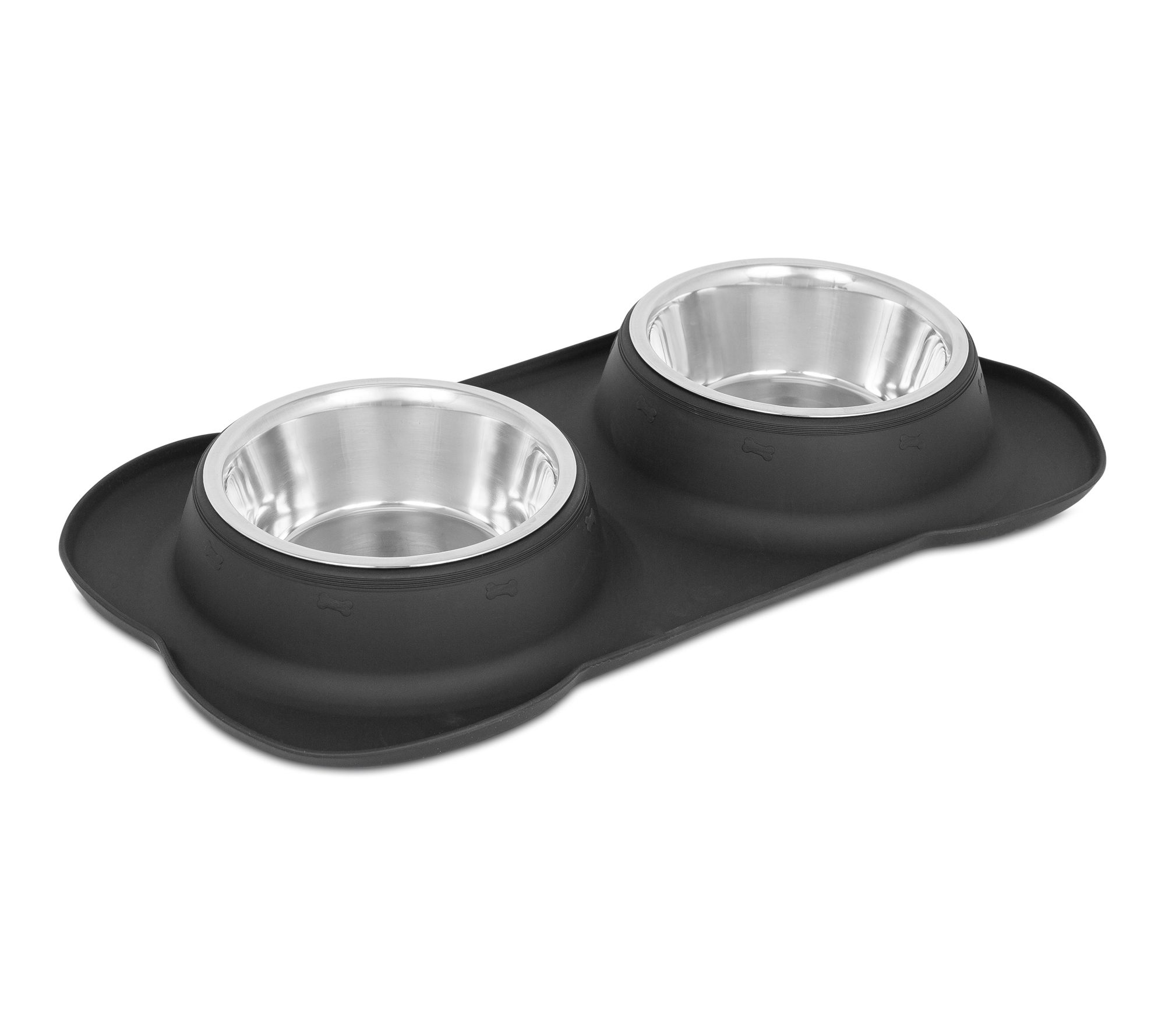 BirdRock Home Bone Pet Bowl Set with No Spill Silicone Stand
