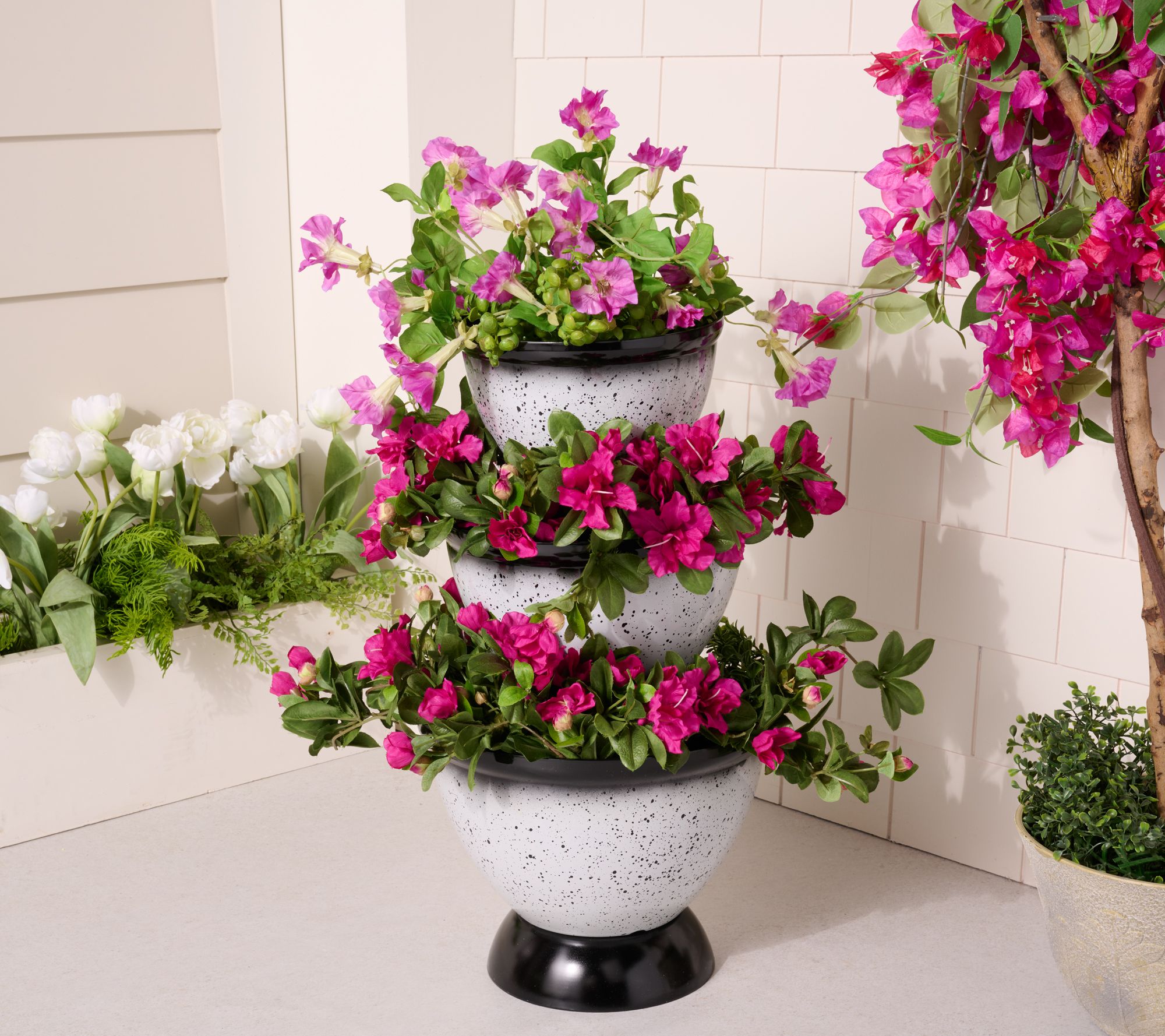 "As Is" Jennings Faux Ceramic Speckled 3 Stack Planter