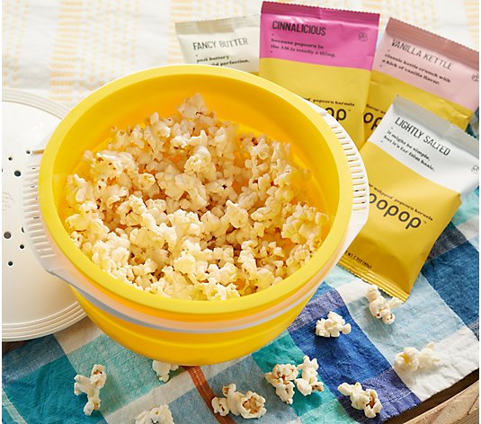 Opopop 7-pc Flavor Wrapped Microwave Popcorn Variety Pack w/ Popper