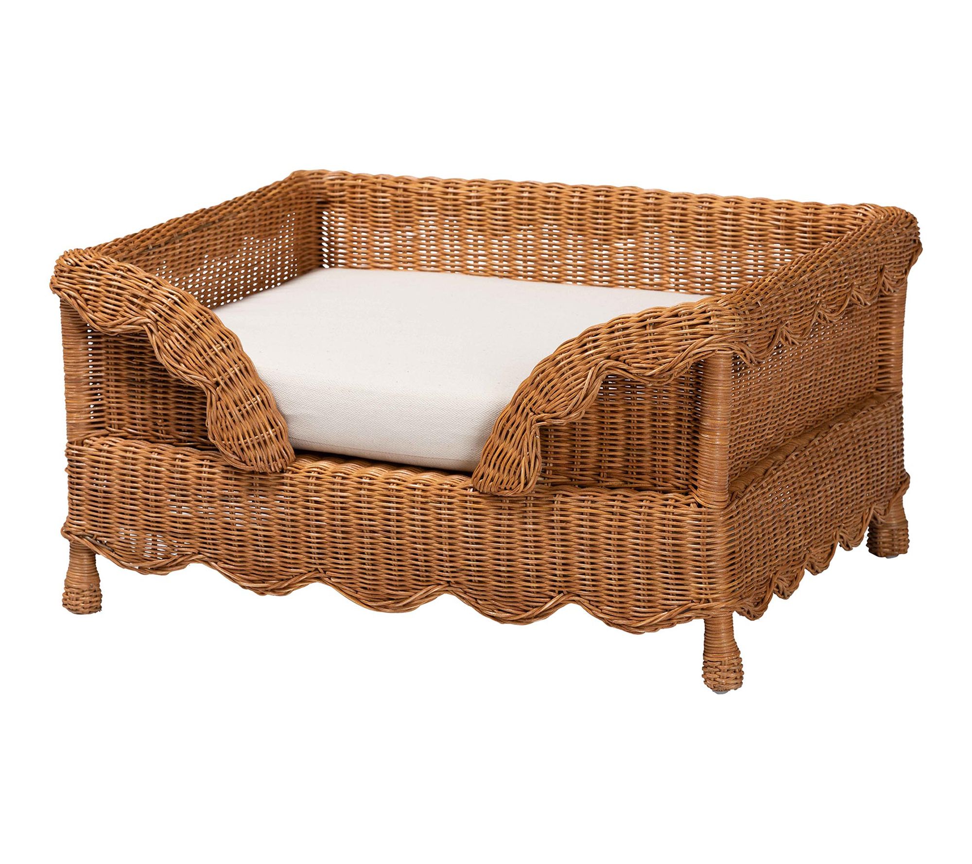 bali & pari Papina 31.5" W Natural Rattan Pet Bed with Cushion