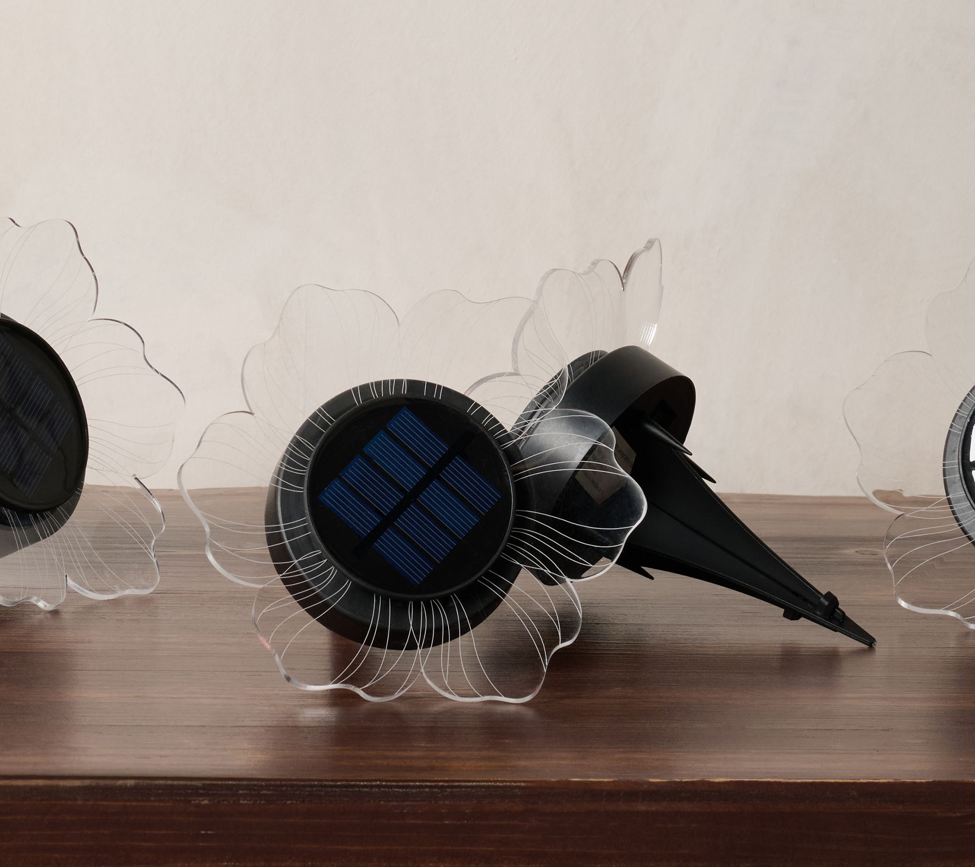 "As Is" Jennings Set of 4 Fiber Effect Acrylic Flower Solar Light Set