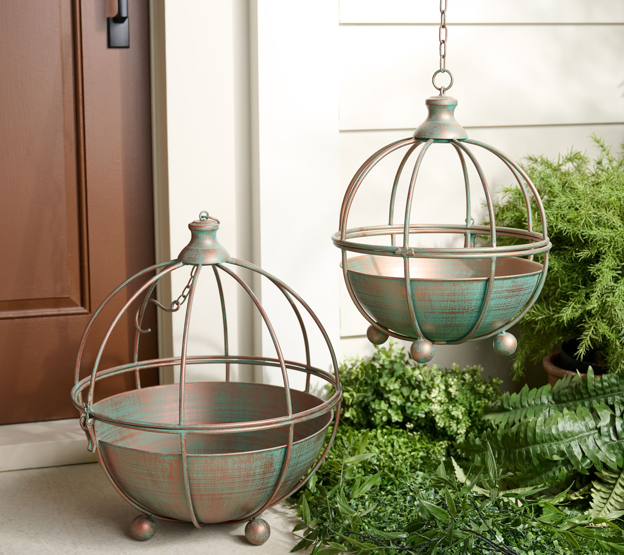 "As Is" Garden Reflections Set of 2 Domed Metal Plant Cages