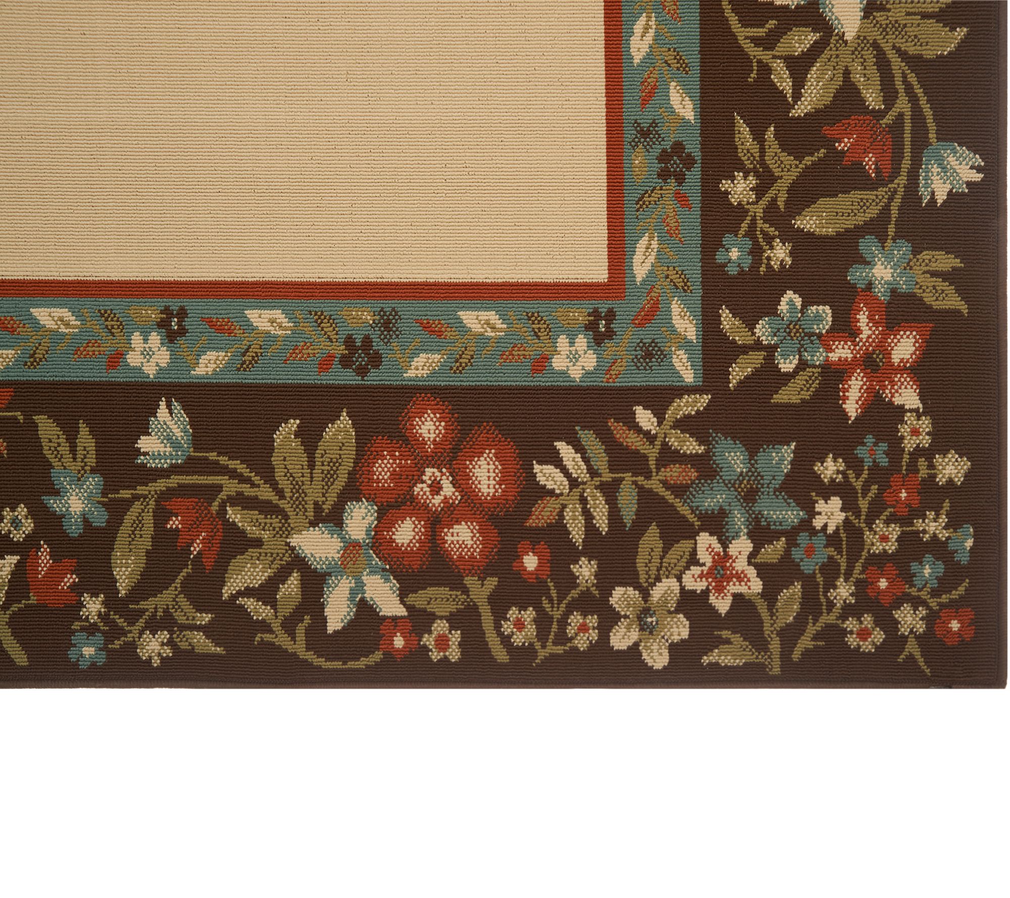 Veranda Living 5' x 7' Floral Border Indoor/Outdoor Rug