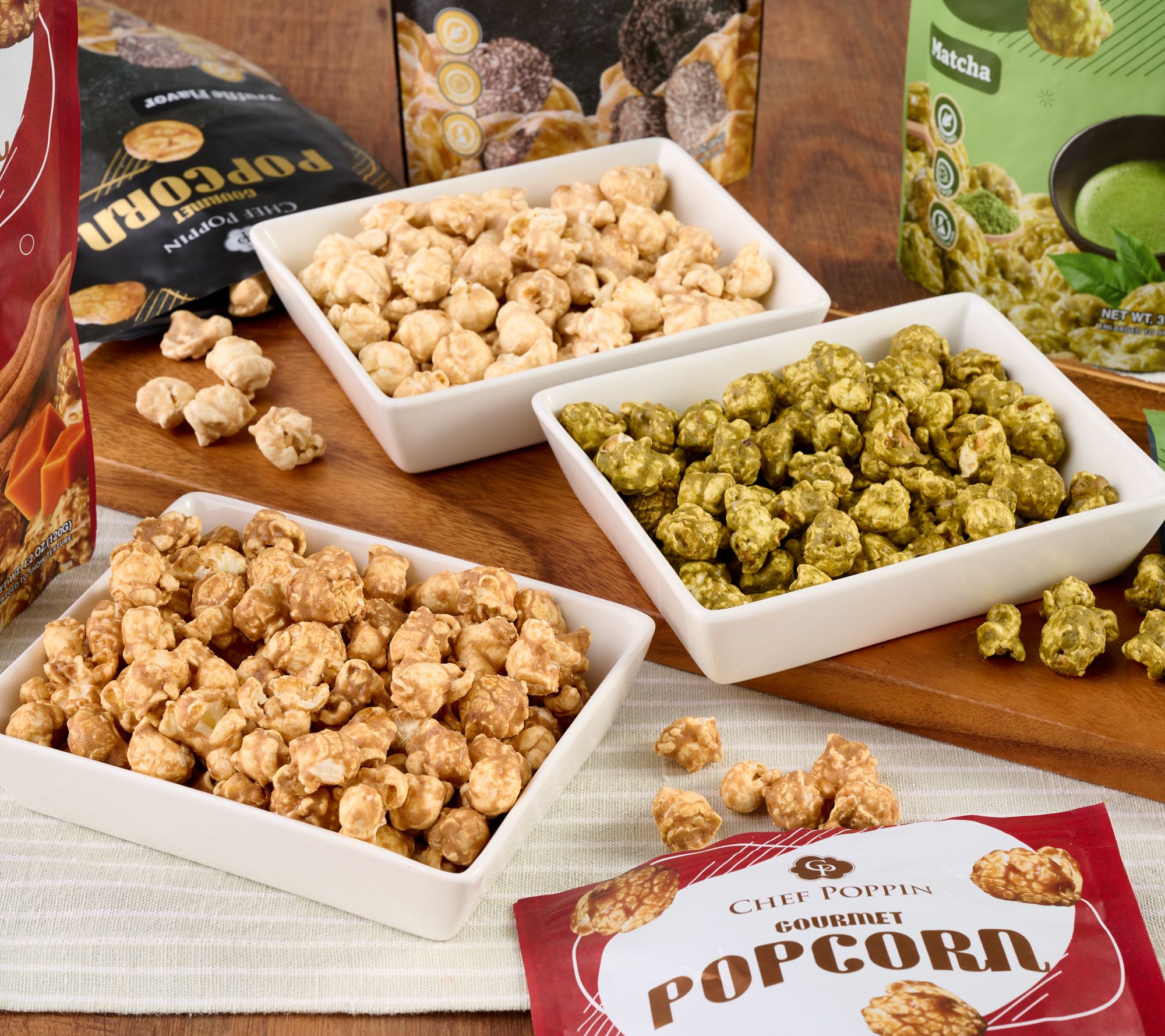 Chef Poppin (6) Bags Gourmet Coated Popcorn Variety