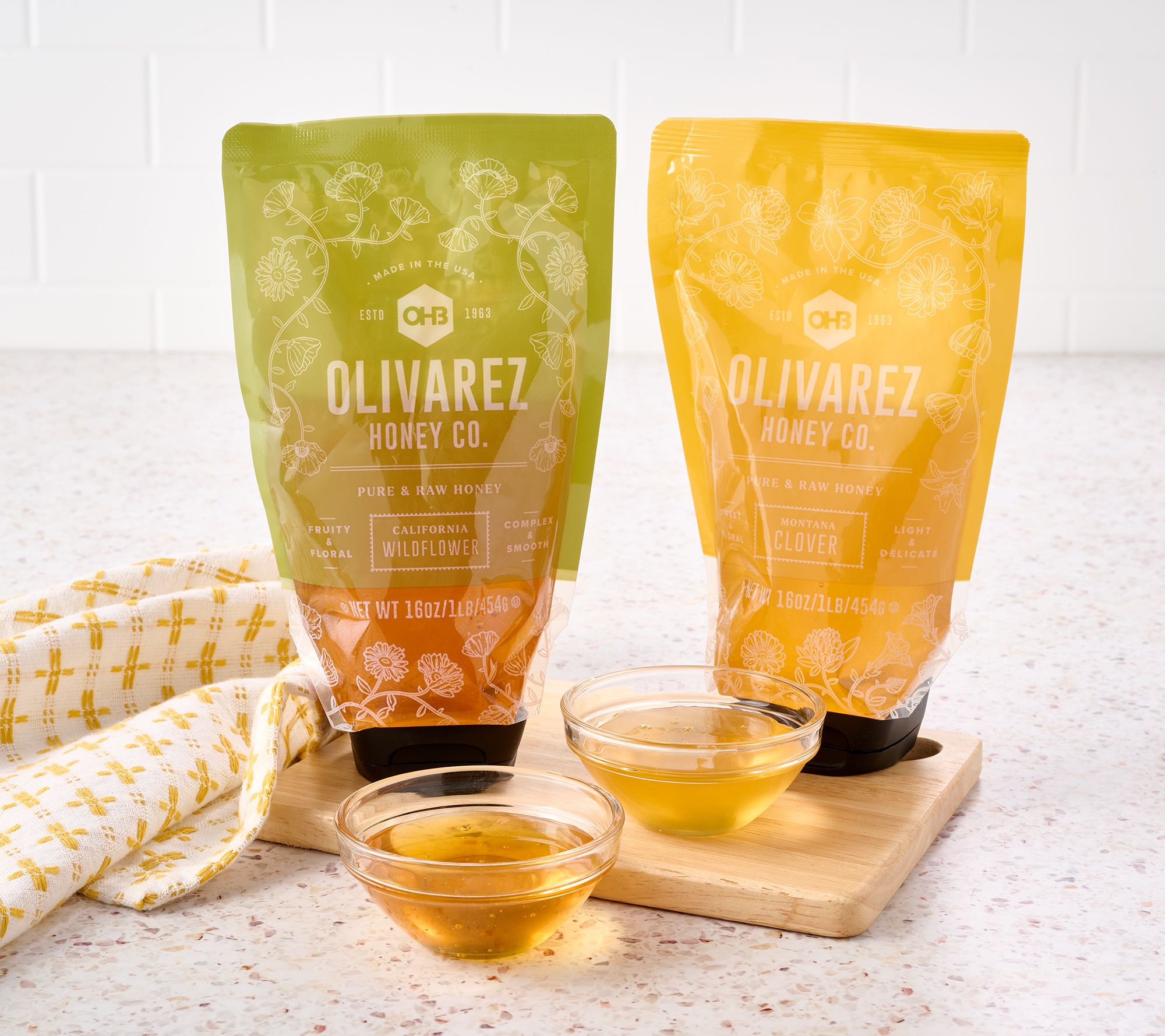 Olivarez Honey (2) 16-oz Natural Raw Honey Squeeze Pouches